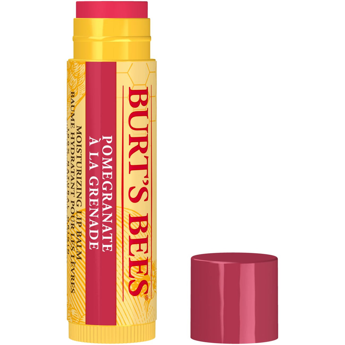 Burt's Bees Lip Balm Pomegranate, Moisturising Lip Balm With Beeswax & Vitamin E, 100% Natural Origin, 4.25g Halalzen