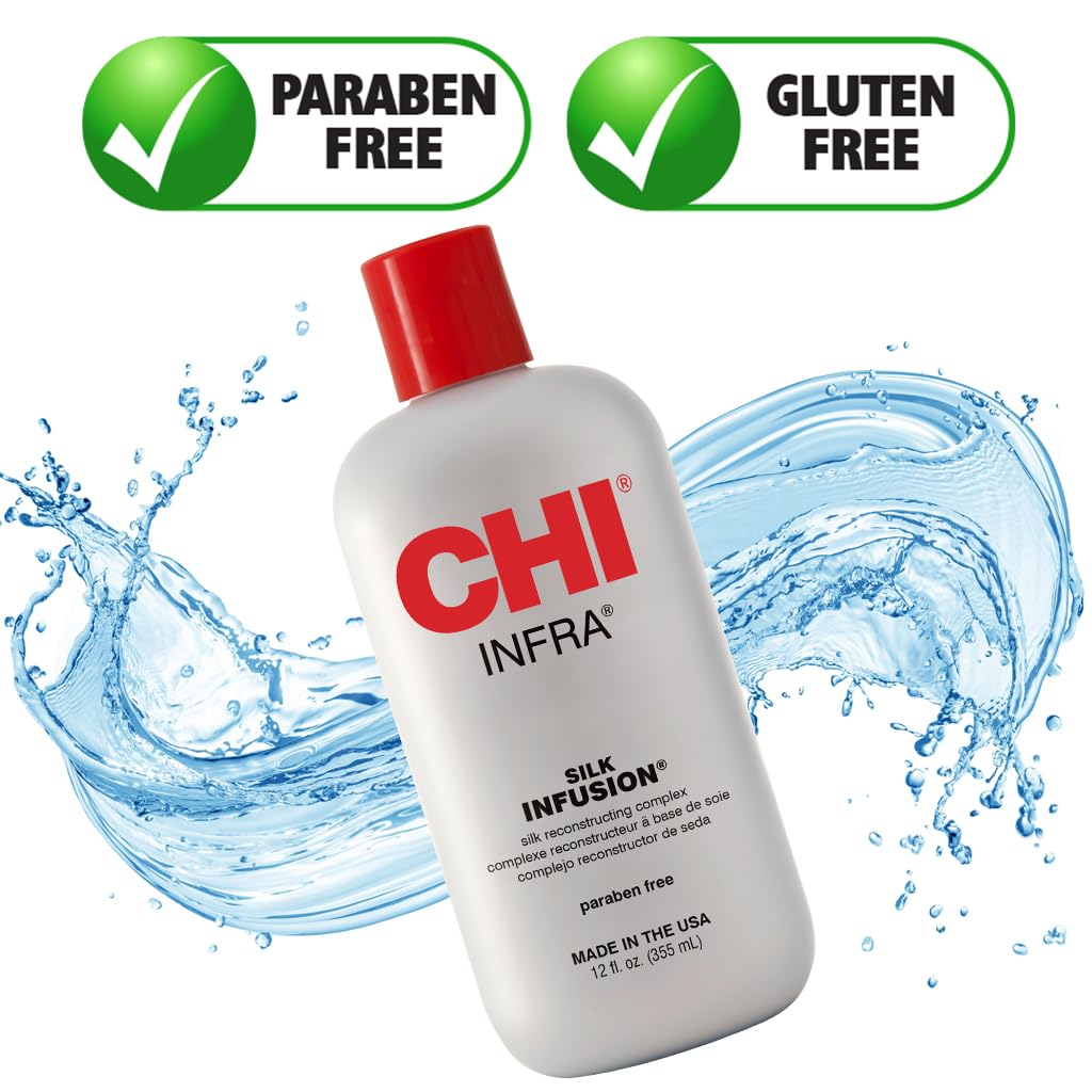 CHI Infra Silk Infusion, Silk Reconstructing Leave-In Hair Treatment for Creating Smooth, Shiny, Strong Hair, 2 Oz Halalzen