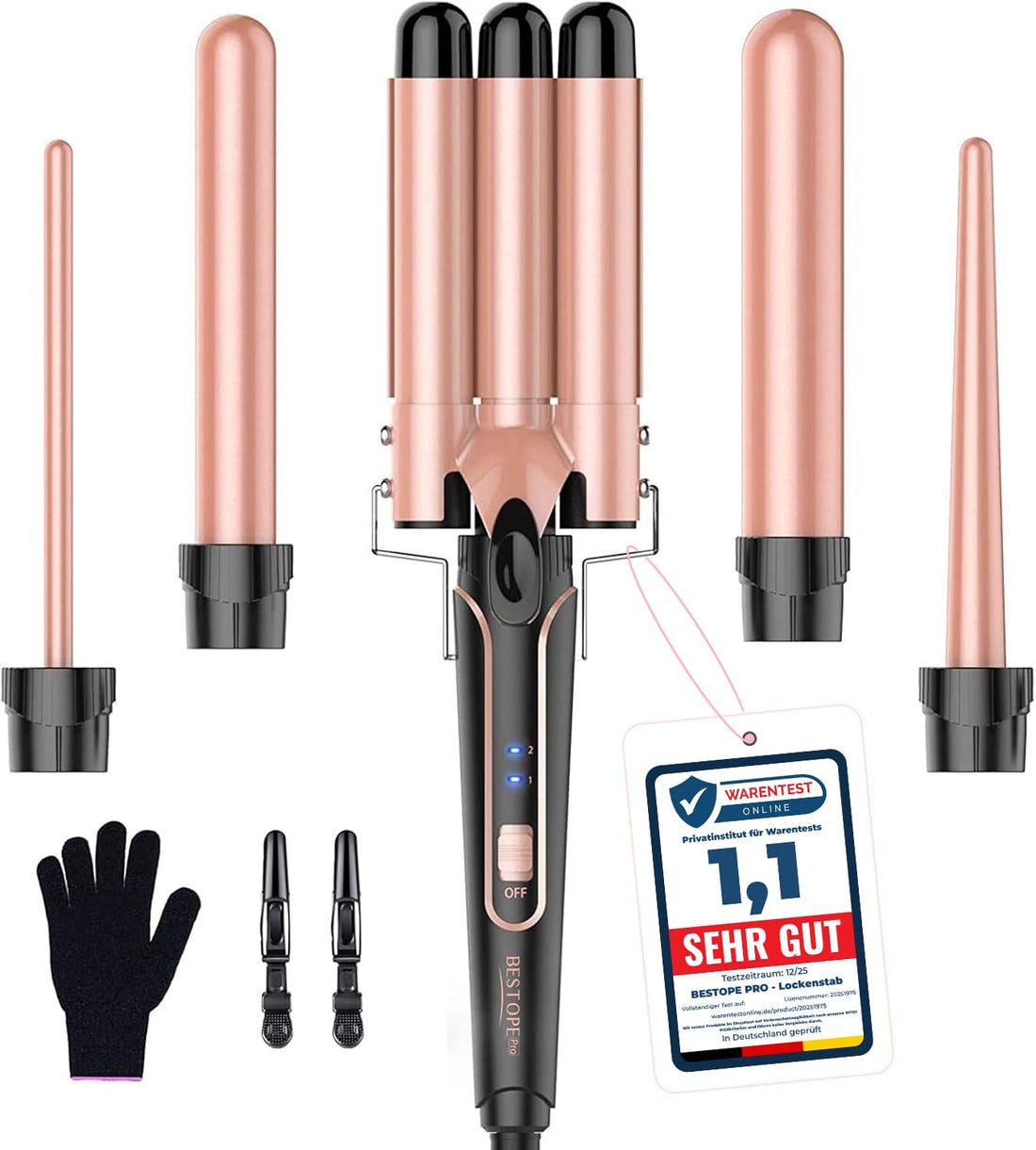BESTOPE PRO 5 in 1 Curling Iron Set, Negative Ion Hair Curler with Thermal Brush & 5 Interchangeable Ceramic Barrels (0.35"-1.5"), Fast Heating Styling Tool for All Hair Types, Ideal Gifts for Women Halalzen