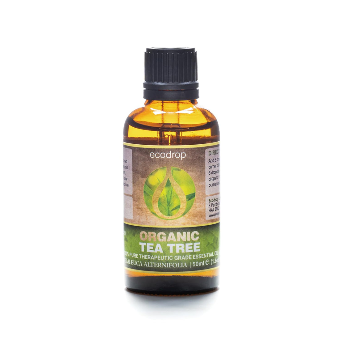 Ecodrop Tea Tree Essential Oil, 10 ml | 100% Pure Organic Steam-Distilled | Melaleuca Alternifolia | Aromatherapy, Diffuser, Massage, Bath, Soap & Candle Making | Australian Fresh Aroma