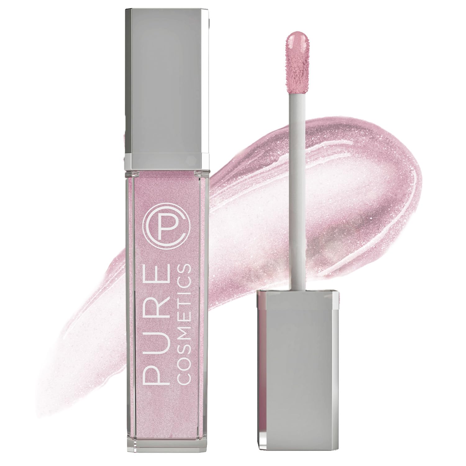 Pure Illumination Light-Up Lip Gloss with LED-Lit Applicator Brush + Side Mirror, Non-Sticky, Moisturizing Hydrating Lip Glosses with Lanolin, Jojoba Oil, & Vitamin E, Wine Berry