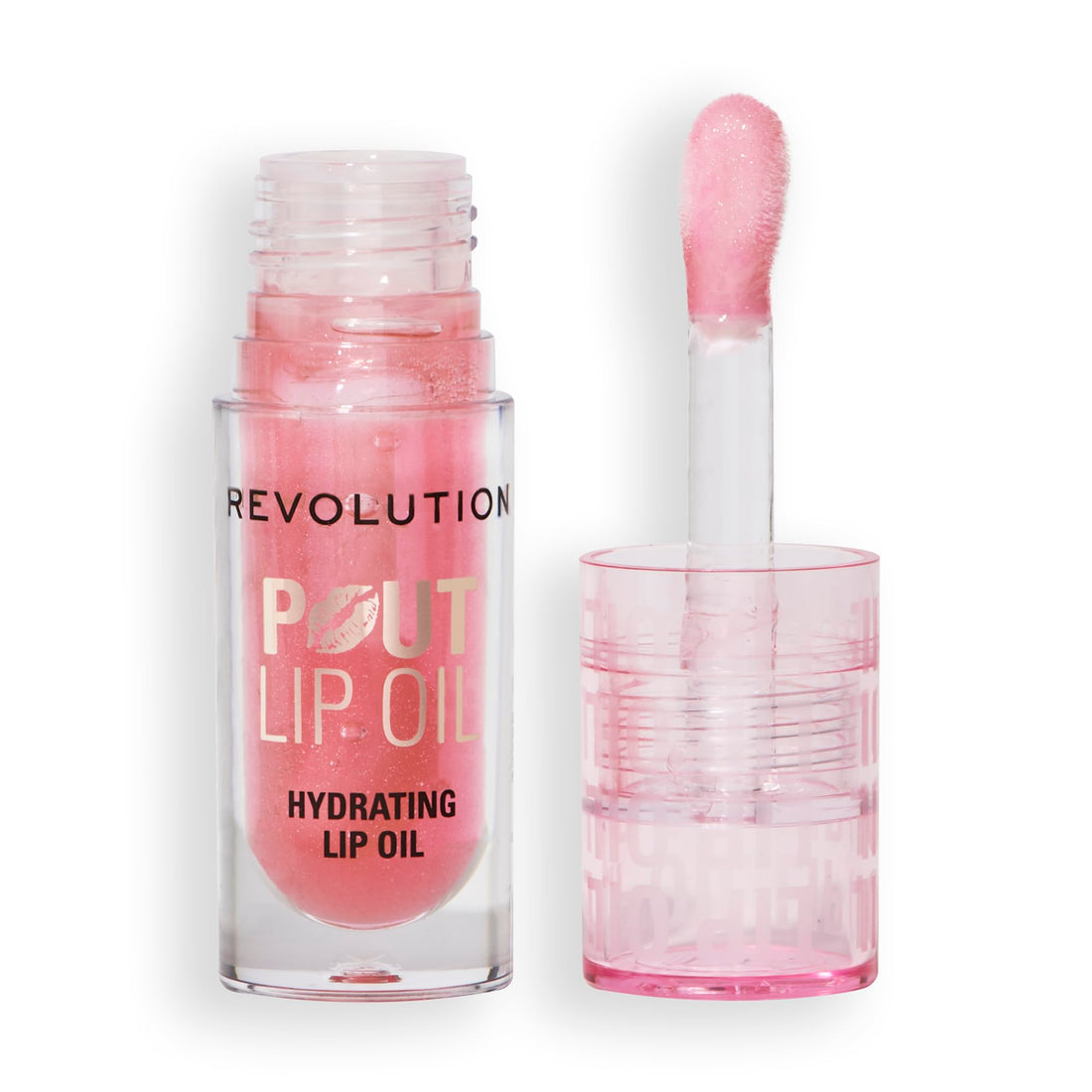 Revolution, Pout Lip Oil, Nourishing Tinted Lip Oil, High Shine, Non-Sticky Finish, Vegan & Cruelty-Free, Glam Pink Shimmer, 4ml
