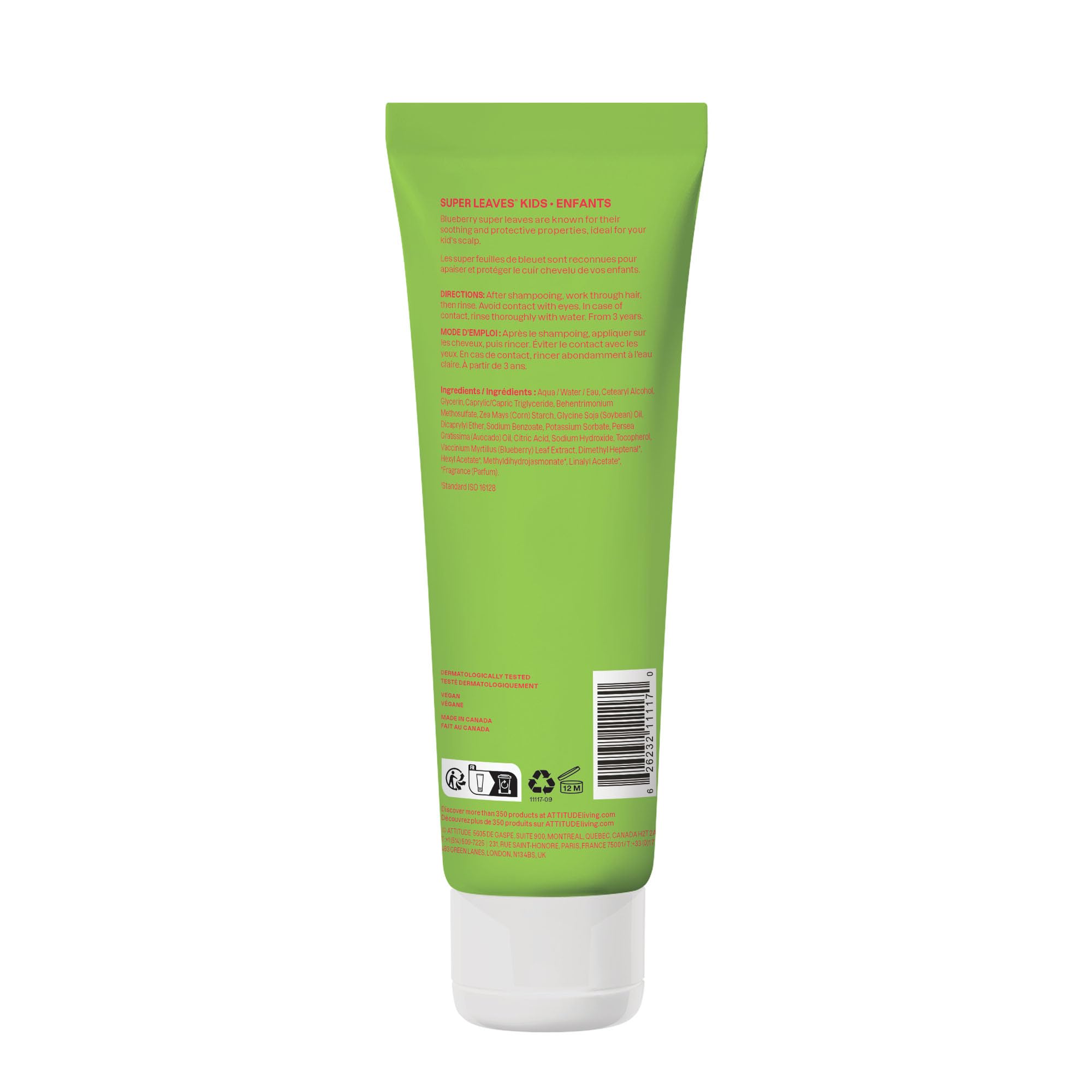 ATTITUDE Hair Conditioner for Kids, Dermatologically Tested Products, Plant- and Mineral-Based Detangler, Vegan, Mango, 240 mL