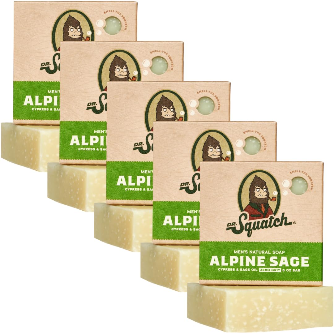 Dr. Squatch Natural Men’s Bar Soap - Cold Process Body Soap Bar with Natural Oils - Gifts for Men - Fresh Falls (5 oz, 5-Pack)