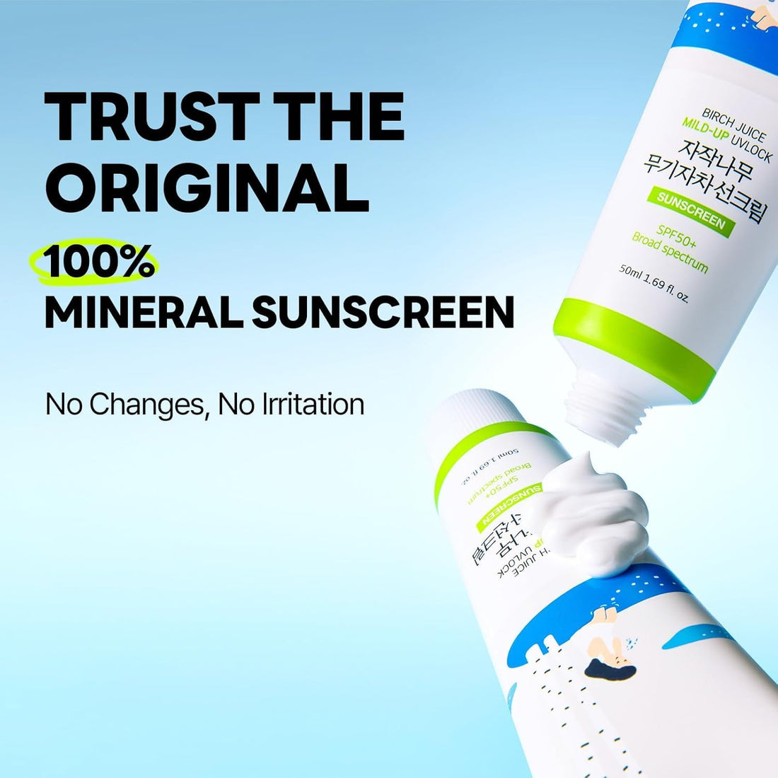 ROUND LAB Birch Juice Moisturizing Sunscreen SPF 50, Hydrating Lotion-like Lightweight Glow Sunscreen for Sensitive Skin, No White Cast, Fragrance-Free, Protector Solar, Korean Sunscreen, 50ml
