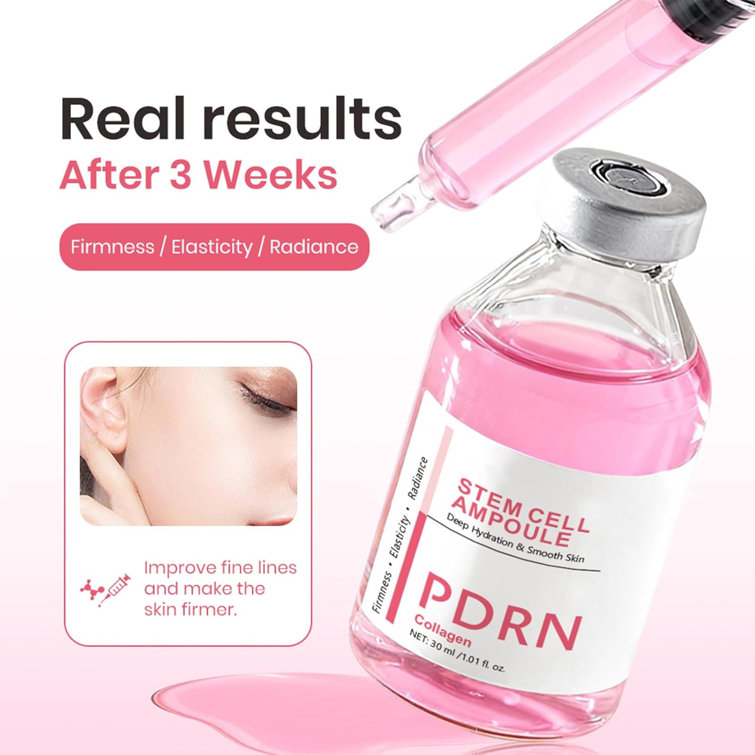 2PCS Silk Peptide Intensive Lifting Ampoule & PDRN Collagen Stem Cell Ampoule, Deep Collagen Silk Peptide Intensive Lifting Ampoule, Instant Fine Lines Smoothing, Hydrating, Skin Tightening & Firming