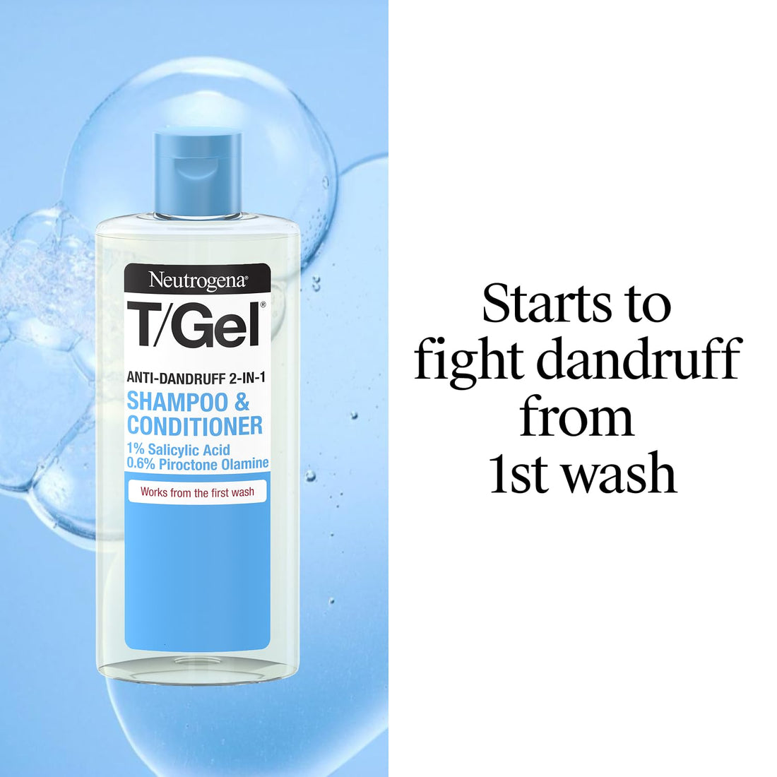 Neutrogena T/Gel 2 in 1 Anti-Dandruff Shampoo and Conditioner (1x 250ml), Shampoo and Conditioner to Help Fight Dandruff From First Wash, Haircare for Soft, Shiny Healthy-Looking Hair and Scalp Halalzen