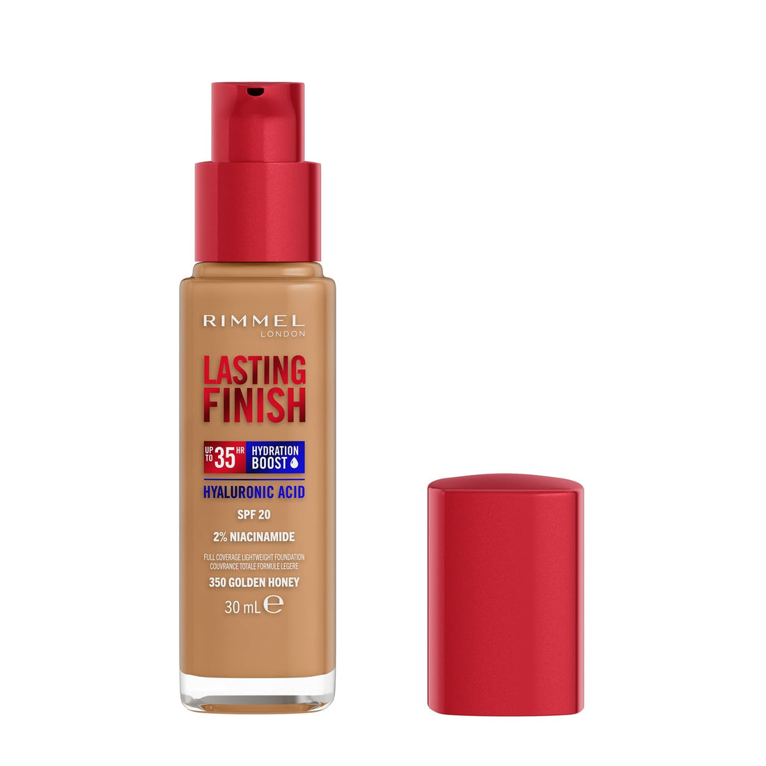 Rimmel Lasting Finish 35Hr Foundation 200 Soft Beige, Full Coverage, Hydrating, SPF20, Hyaluronic Acid, Vitamin E, 2% Niacinamide, All Day Wear, Vegan, Cruelty Free Halalzen