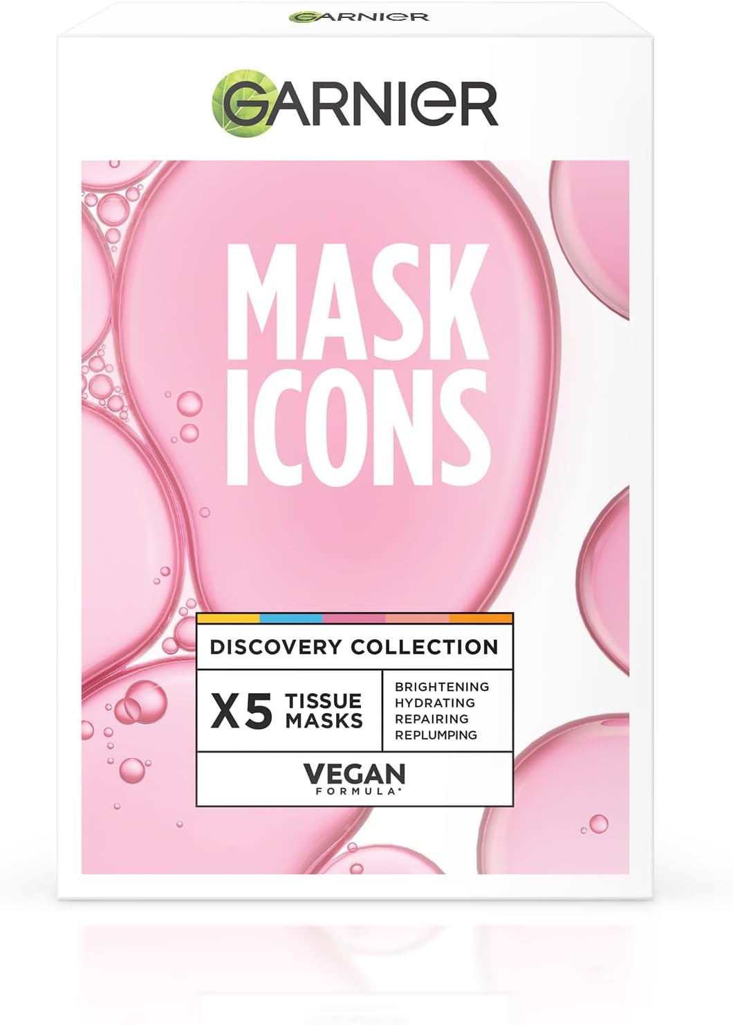 Garnier Mask Icons Discovery Collection - Face & Eye Sheet Masks Set for Dehydrated, Dull and Tired Skin, includes Vitamin C*, Hyaluronic Acid, Niacinamide - Pack of 5 sheet Masks