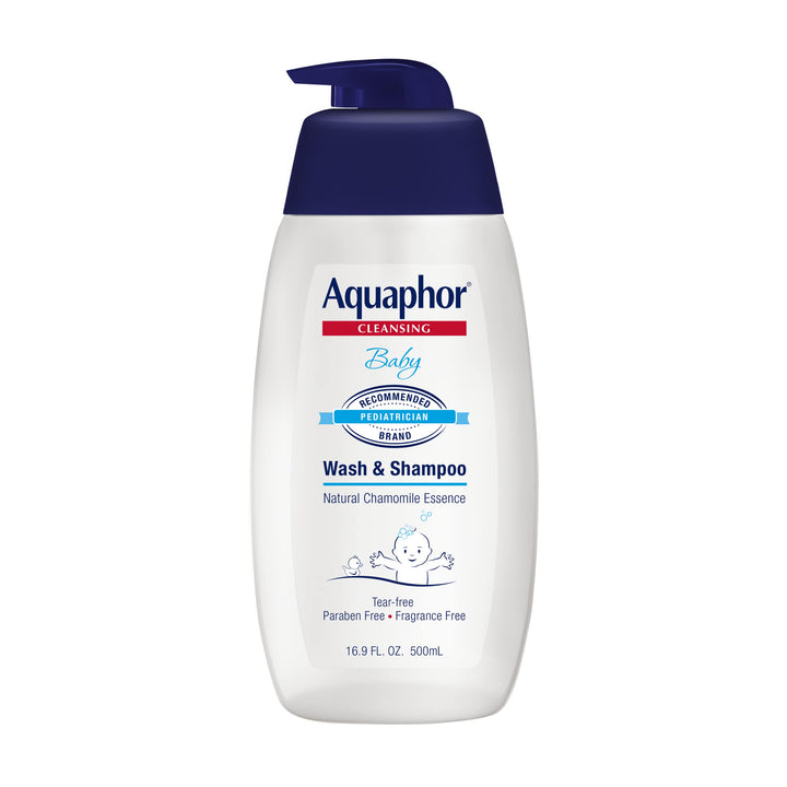 Aquaphor Baby Wash and Shampoo - Mild, Tear-free 2-in-1 Solution for Baby’s Sensitive Skin - 16.9 fl. oz. Pump Halalzen