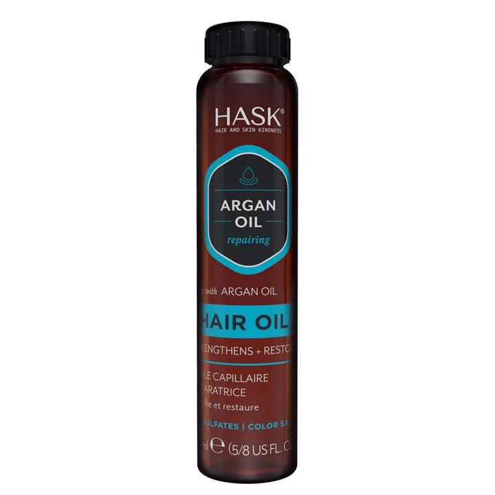 HASK Argan Oil Shine Oil Vial Repairing for All Hair Types, colour safe, gluten free, sulfate free, paraben free - 1 18mL Vial Halalzen