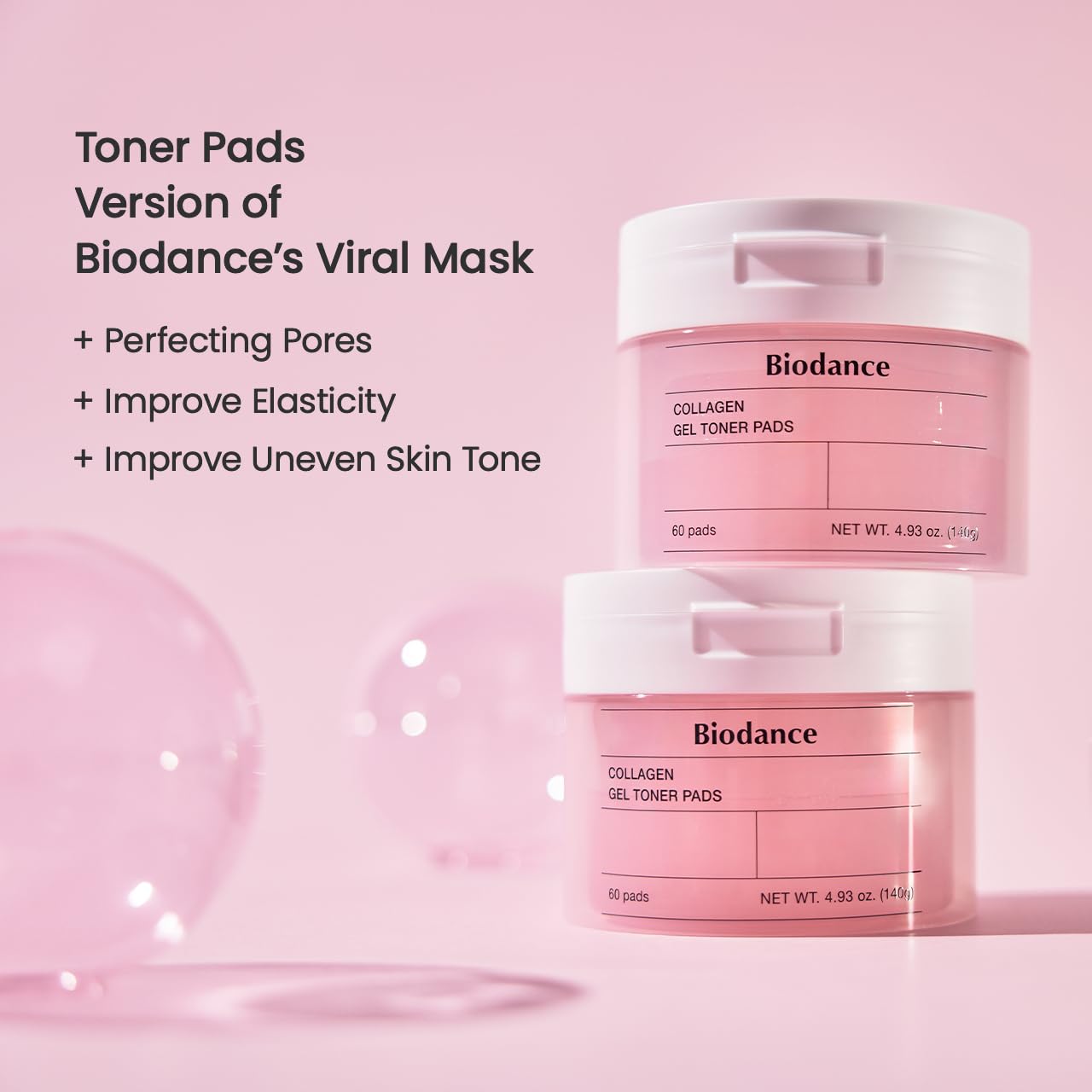 Biodance Collagen Gel Toner Pads, Porenverkleinerer für das Gesicht, verbessert die Elastizität, aufpolsternde Toner-Pads für empfindliche Haut, vorgetränkte Pads, koreanische Hautpflege, Muttertagsgeschenkeㅣ60 Pads