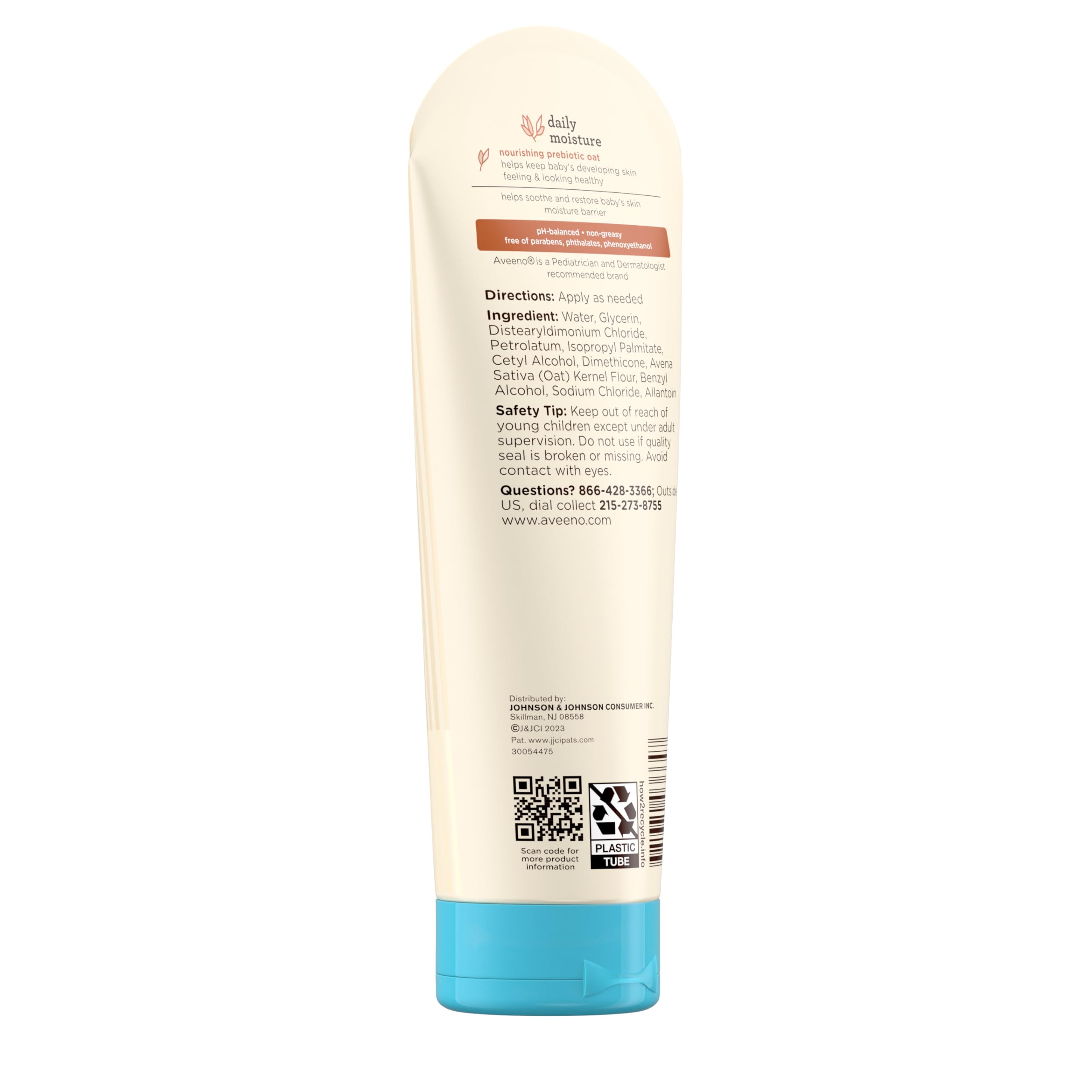 Aveeno Baby Daily Moisture Body Lotion for Sensitive Skin, Hypoallergenic Moisturizing Baby Lotion with Nourishing Oatmeal to Deeply Moisturize Baby's Skin, Fragrance-Free, 18 fl. oz Halalzen