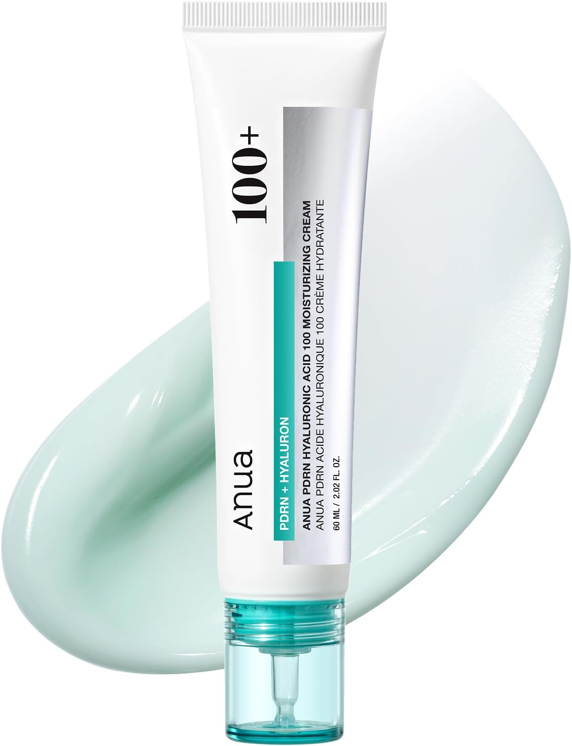 Anua PDRN Hyaluronic Acid 100 Moisturizing Cream, Lightweight, Non-Greasy Hydrating Face Moisturizer with Salmon DNA for Glass Skin, Korean Skincare, 2.02 fl.oz