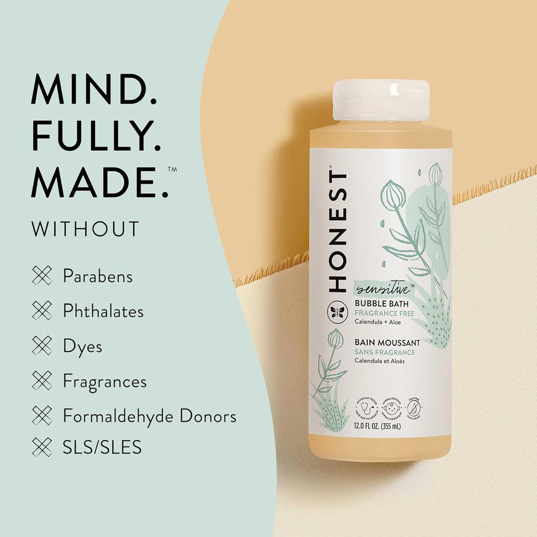 The Honest Company Foaming Bubble Bath & Baby Wash, Tear-Free, Hypoallergenic, Natural Formula, Lavender Calm Scent, 12 fl oz Halalzen