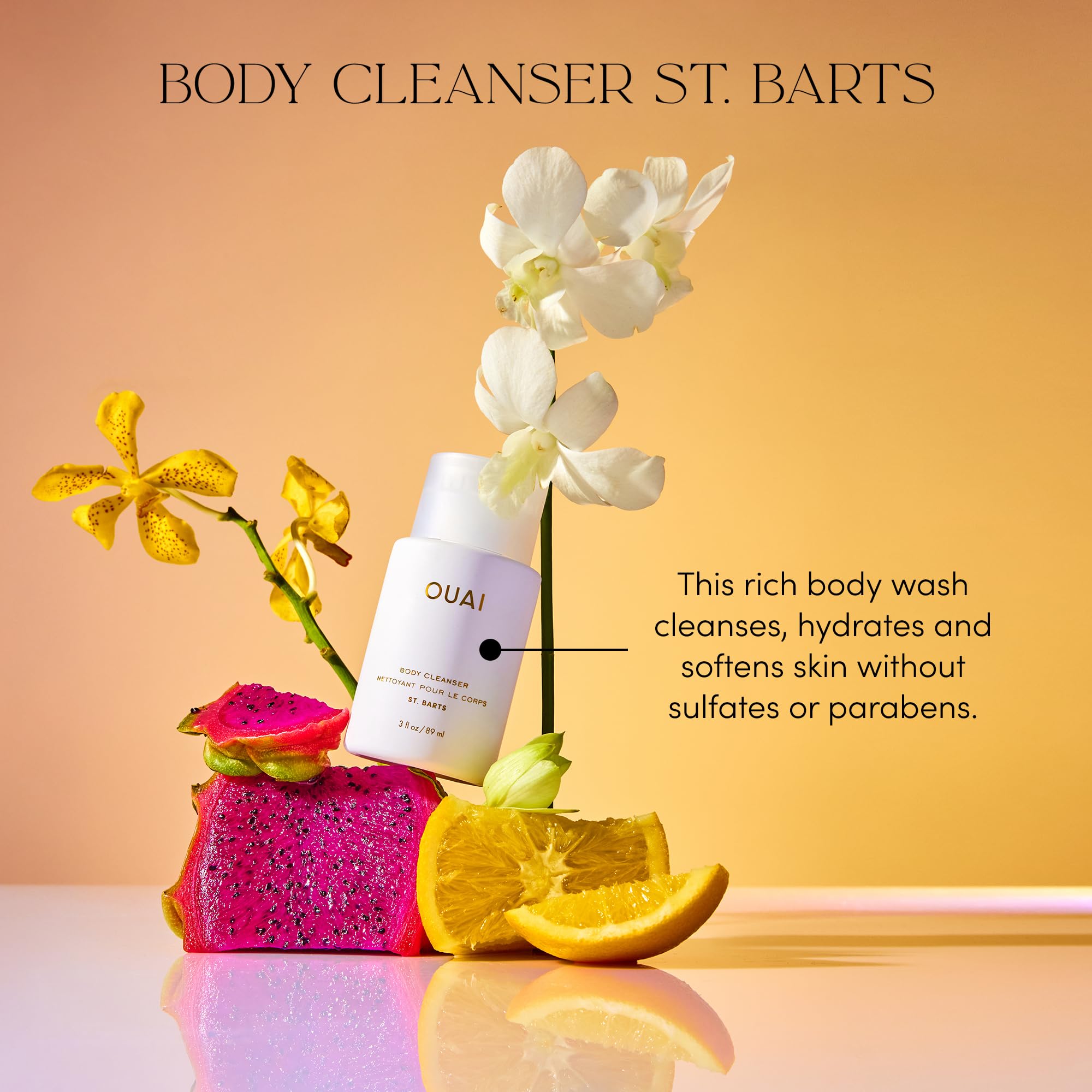 OUAI Body Cleanser, St. Barts - Foaming Body Wash with Jojoba Oil and Rosehip Oil to Hydrate, Nurture, Balance and Soften Skin - Paraben, Phthalate and Sulfate Free Skin Care Products (10 Fl Oz)