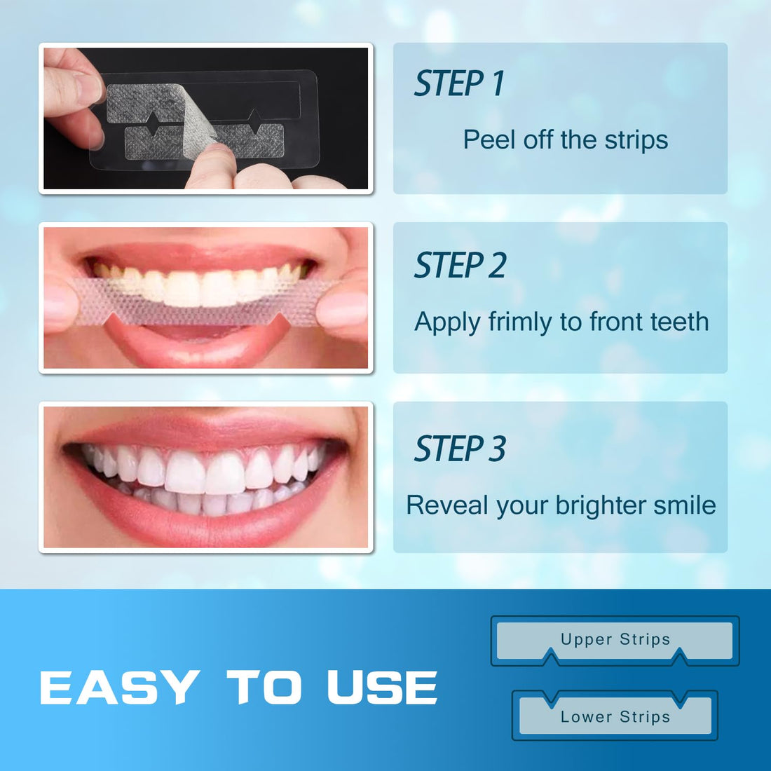 Teeth Whitening Strips 14 Treatments - No-Slip Whitening Strips - Fast Teeth Whitening Result in 7 Days - Whitening Kit for Coffee, Wine Stains Removal