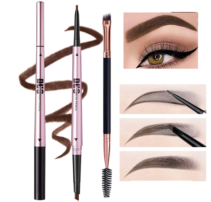 Mihqy 2 PCS Eyebrow Pencil Waterproof with Brow Brush, Dual Ended Eyebrow Pen, Automatic Makeup Cosmetic Tool(Dark Brown) Halalzen