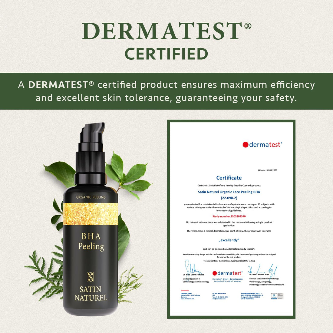 Satin Naturel High-Dose Hyaluronic Serum 100 ml – Organic Hyaluronic Acid Facial Serum – Anti-Aging Moisturizing Serum – Vegan – 24h Hydration – Facial Care for Women and Men