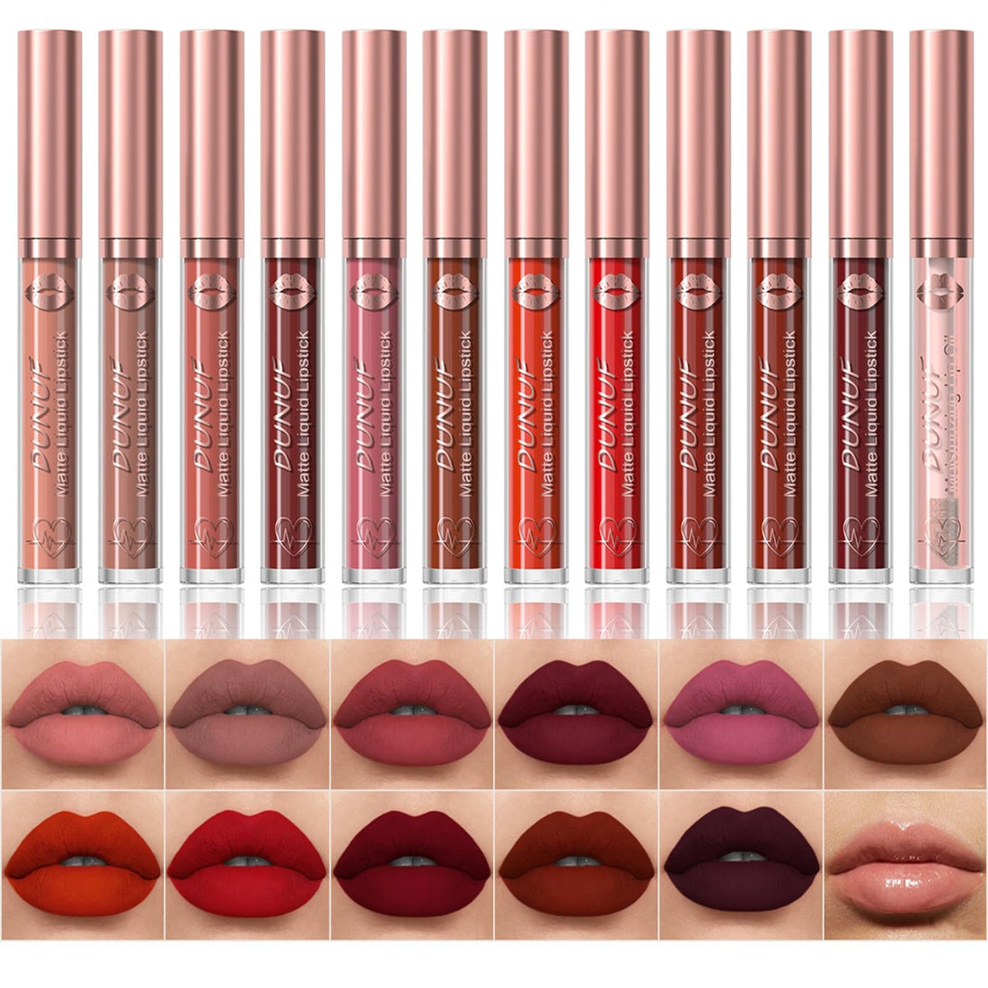 12 Colors Matte Liquid Lipstick Set Velvety Lip Gloss Lip Kit Waterproof Long Lasting Wear Nude Lip Gloss Beauty Cosmetics Gift Box Set (Set A, Set A) Halalzen