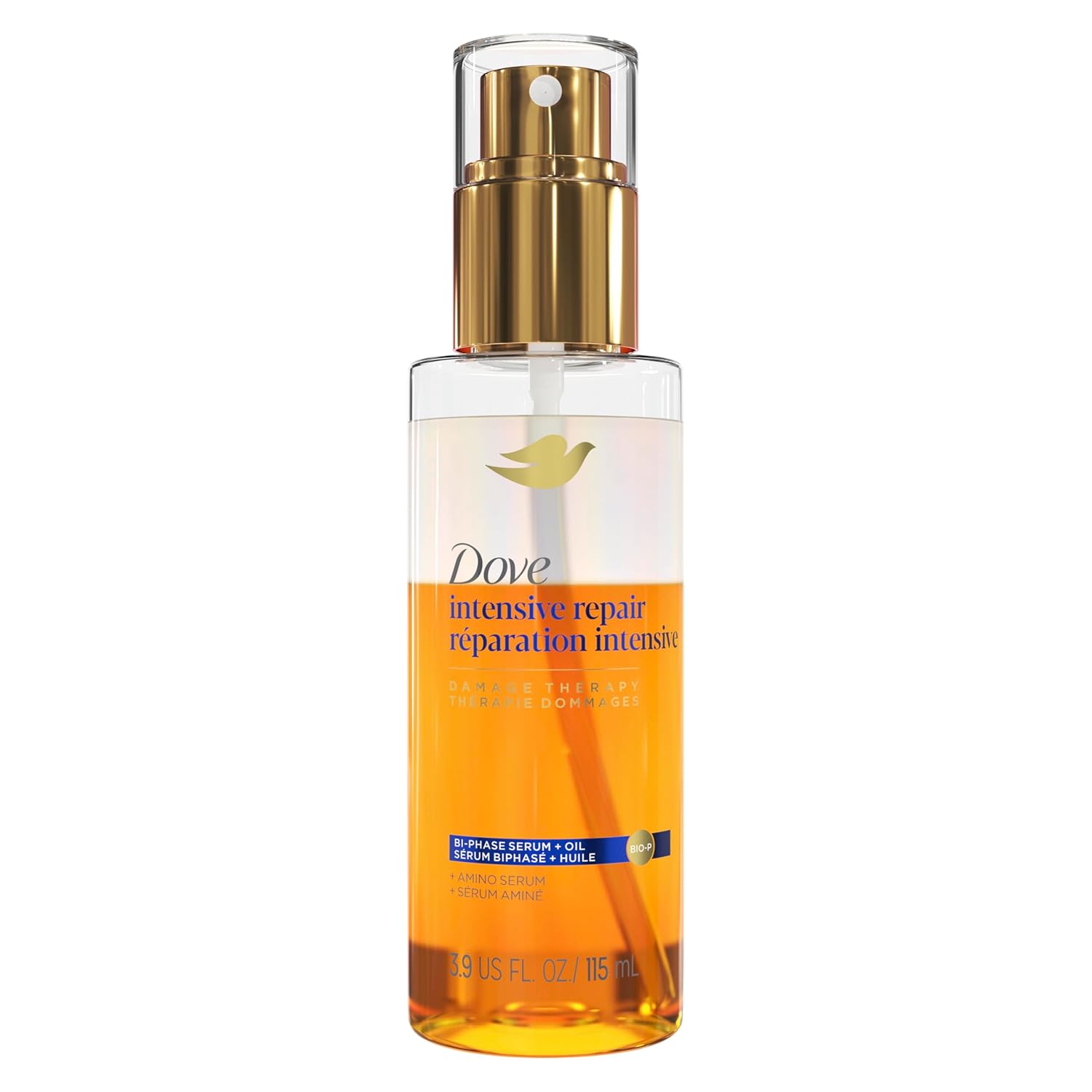 Dove Damage Therapy Intensive Repair with Amino Serum Bi-Phase Serum + Oil Hair Spray for Shine, Frizz Control, and Split Ends 3.9 oz Halalzen