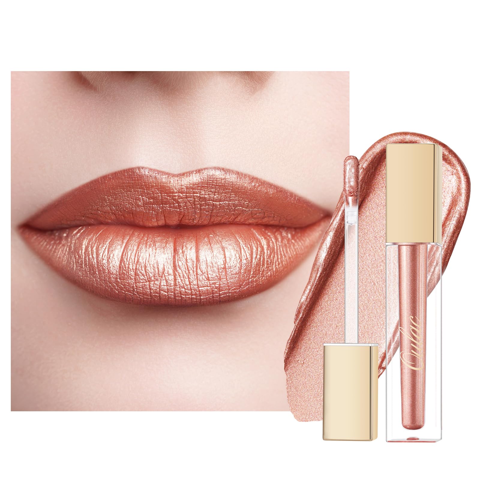 Oulac Metallic Diamond Shine Liquid Lip Gloss - Glitter Glossy for Lip & Eye, Long Lasting 24H + & Waterproof, Lightweight Lip Stain, 3D Metallic Finish, No Transfer, Vegan, 4.5ml,MD05 Loose Control Halalzen