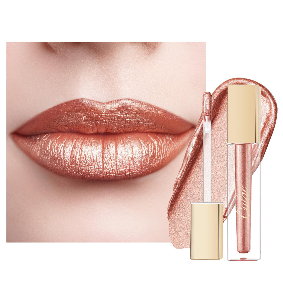 Oulac Metallic Diamond Shine Liquid Lip Gloss - Glitter Glossy for Lip & Eye, Long Lasting 24H + & Waterproof, Lightweight Lip Stain, 3D Metallic Finish, No Transfer, Vegan, 4.5ml,MD05 Loose Control Halalzen