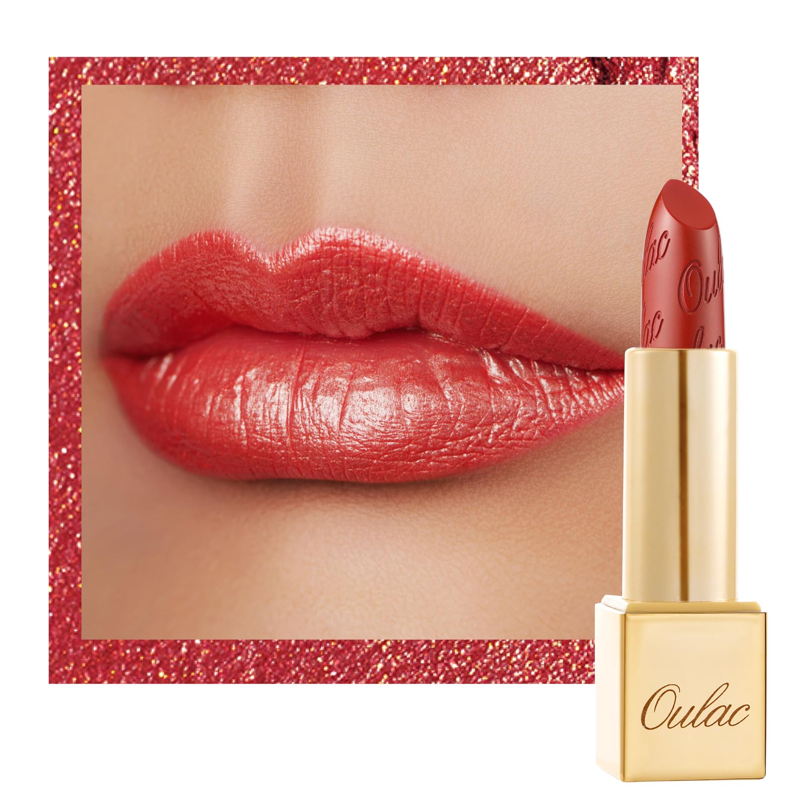 OULAC Metallic Shine Glitter Lipstick, Pink High Impact Lipcolor, Lightweight Soft and Ultra Hydrating, Long Lasting, Vegan & Cruelty-Free, Full-Coverage Lip Color 4.3 g/0.15 HIP & HIPPIE(11) Halalzen