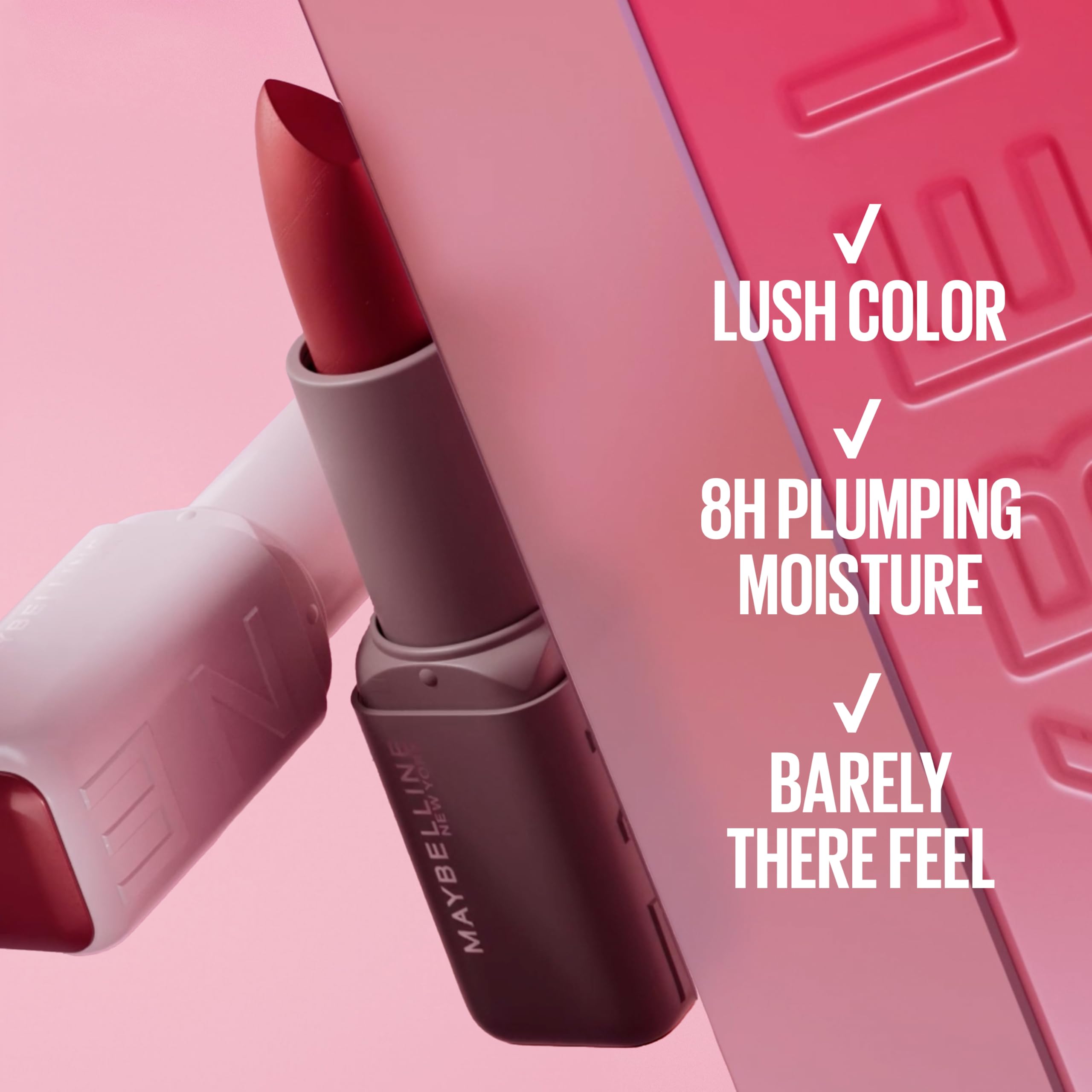 MAYBELLINE Serum-Lippenstift, Feuchtigkeitsspendendes Lippen-Make-up mit 8 Stunden Lippenauffüllender Feuchtigkeit mit Hyaluronsäure + Öl-Mischung, Wild Card (Mitteltoniges Rot Matt)