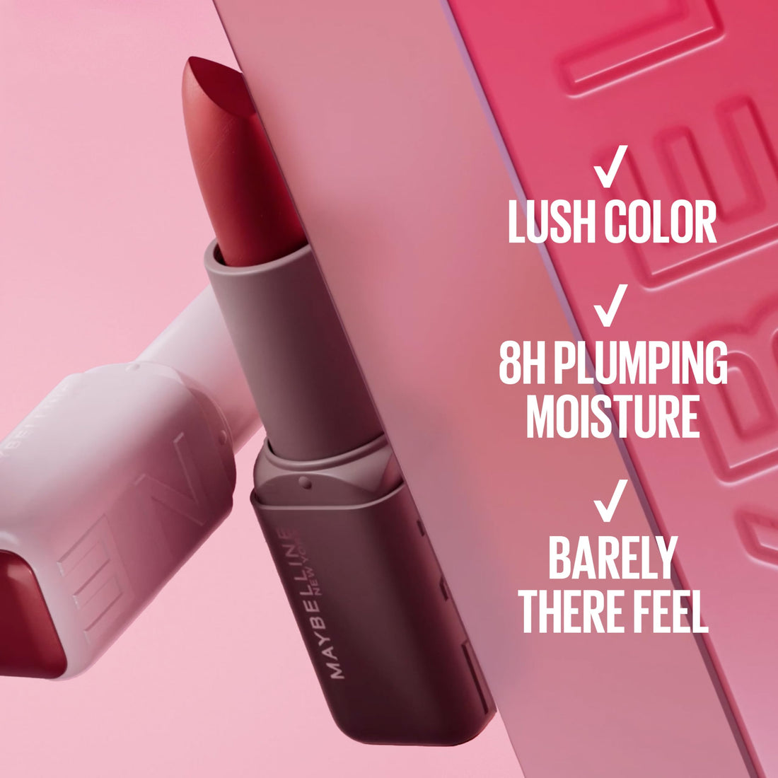 MAYBELLINE Serum-Lippenstift, Feuchtigkeitsspendendes Lippen-Make-up mit 8 Stunden Lippenauffüllender Feuchtigkeit mit Hyaluronsäure + Öl-Mischung, Wild Card (Mitteltoniges Rot Matt)