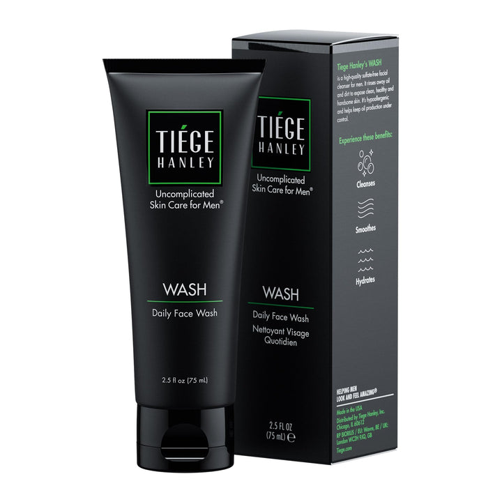 Tiege Hanley Daily Face Wash for Men, Gentle Fragrance-Free Cleanser with Jojoba Oil, Aloe, & Vitamin B3, Hydrating Foaming Formula for Deep Clean, Gentle on Sensitive Skin, Men’s Skin Care, 5.5 Fl Oz