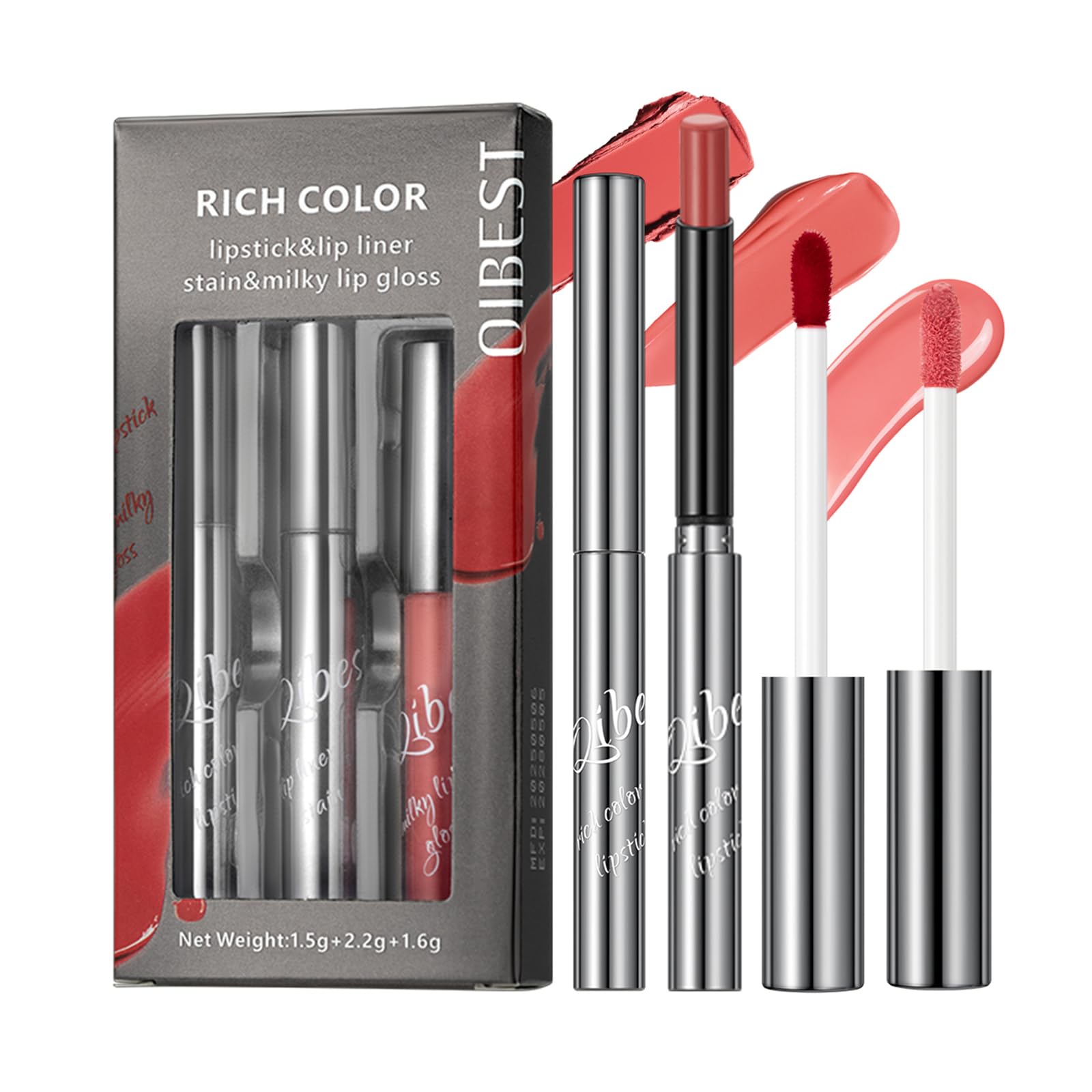 3PCS Matte Liquid Lipstick Lip Gloss & Liner Set - All-IN-One Lip Kit, Velvety Nude Color, Waterproof Make Up Set (# 03) Halalzen