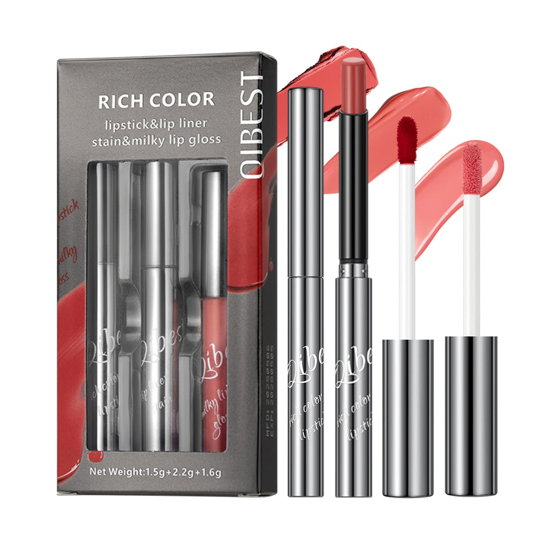 3PCS Matte Liquid Lipstick Lip Gloss & Liner Set - All-IN-One Lip Kit, Velvety Nude Color, Waterproof Make Up Set (# 03) Halalzen