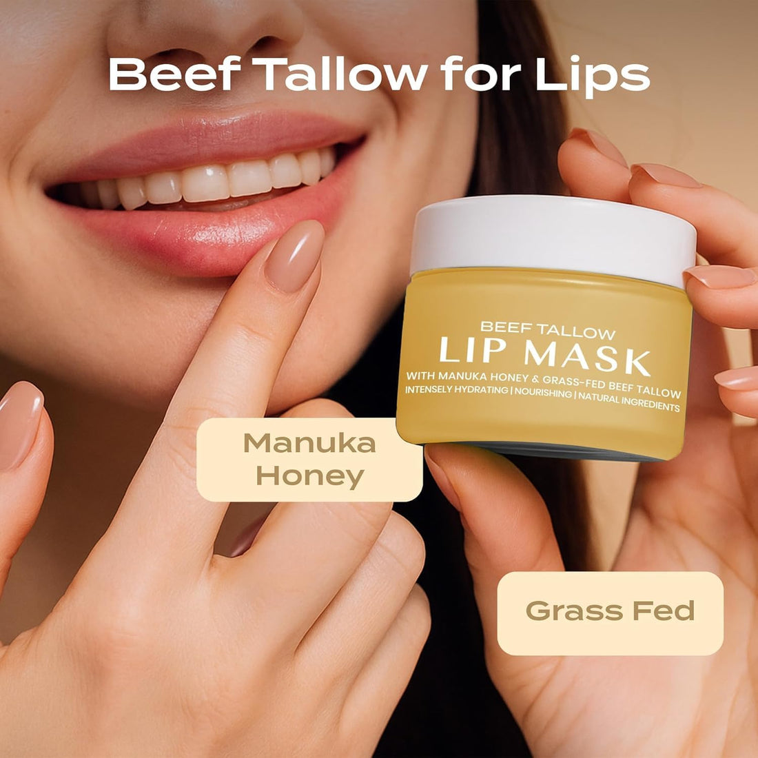 Body Restore Grass Fed Beef Tallow Lip Mask, Manuka Honey – Christmas Stocking Stuffers, White Elephant, Hydrating Moisture, Travel Essentials, Self Care, Birthday Gifts for Women, Men – Unscented Halalzen