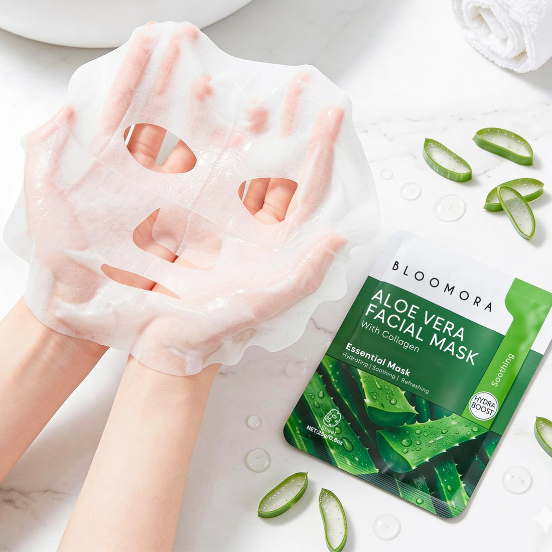 10 Pack Mixed Face Mask Set with Collagen – Hydrating Sheet Mask Skincare Set for Radiant, Fresh & Nourished Skin, Moisturising Facial Masks for Women & Men
