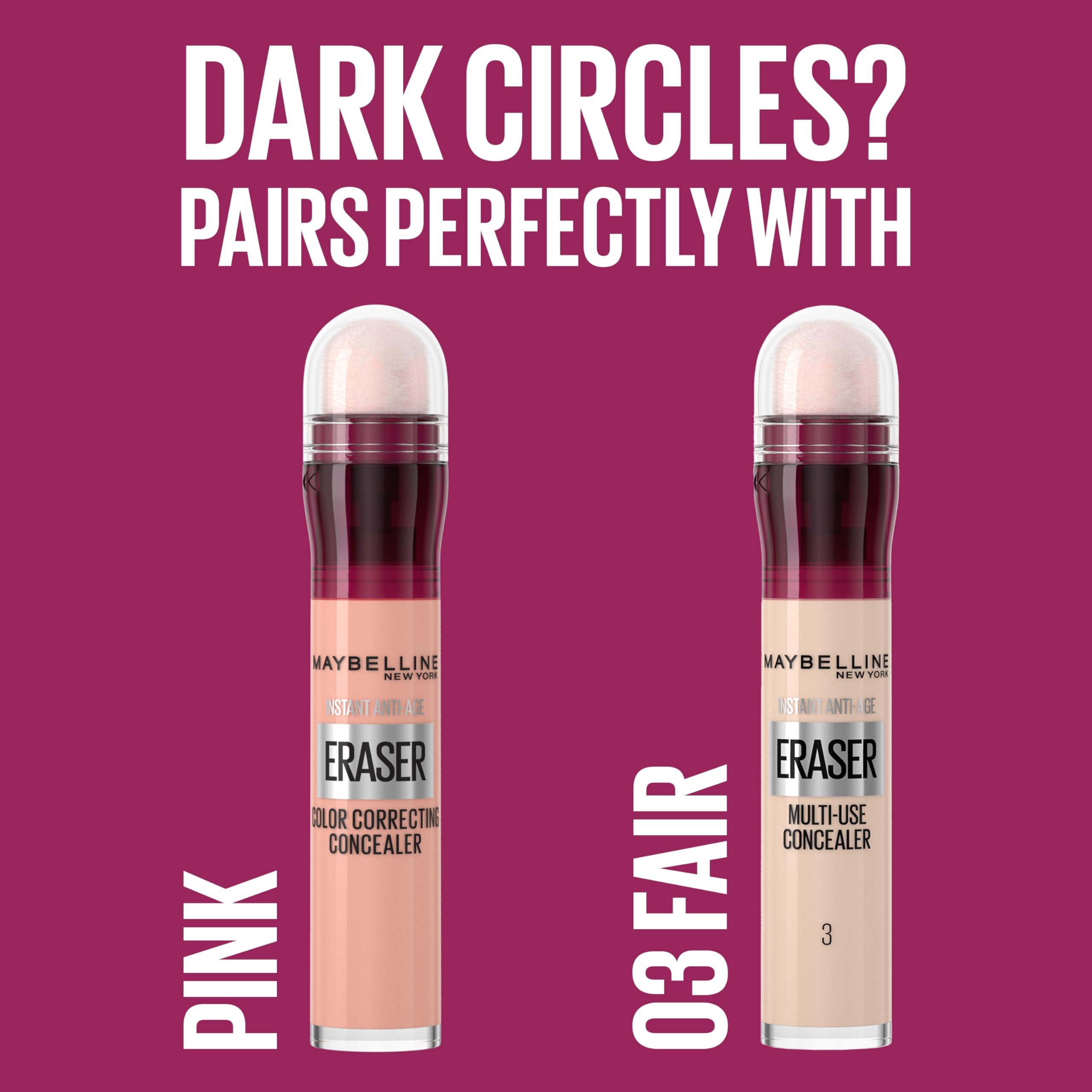 Maybelline Instant Anti-Age Eraser Eye Concealer for Face, Dark Circles, Blemish & Fine Lines Concealer, Full Coverage, Dermatologist Tested, Suitable for Sensitive Skin, Shade: 00 Ivory Halalzen