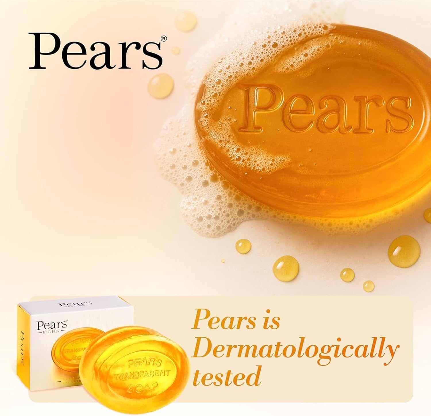 Pears Pure & Gentle Transparent Soap Bar 3 Pack (125g Each) – Natural Oils, Mint Extracts & Lemon Flower Extracts Halalzen