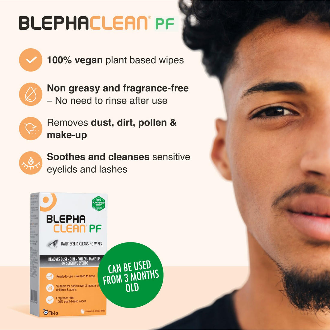 Blephaclean PF Daily Eyelid Wipes - Gentle Cleansing for the eyelids and skin around the eyes, Suitable for Babies (over 3 months old), children & adults, 20 Sterile Plastic-Free Wipes Halalzen