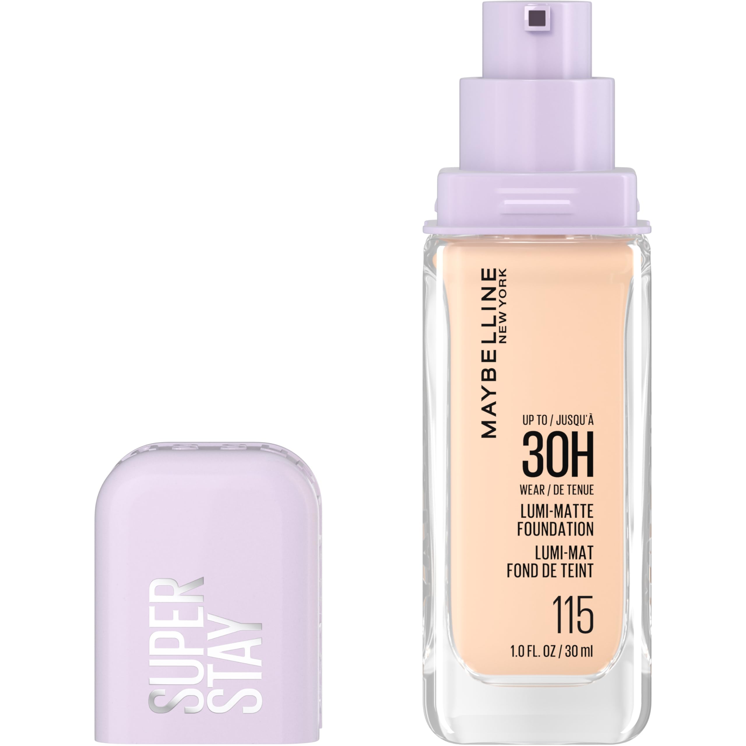 Maybelline Super Stay Lumi-Matte Foundation, Lightweight and Buildable Full Coverage Foundation Makeup For Up To 30HR Wear, 125, 1 Count