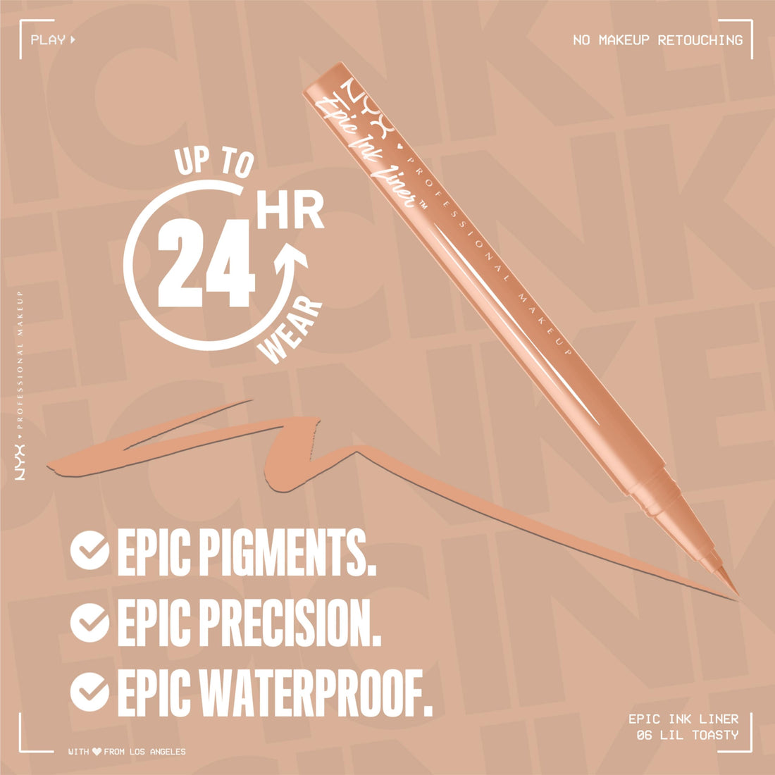 NYX PROFESSIONAL MAKEUP Epic Ink Liner, Waterproof Liquid Eyeliner - Black, Vegan Formula
