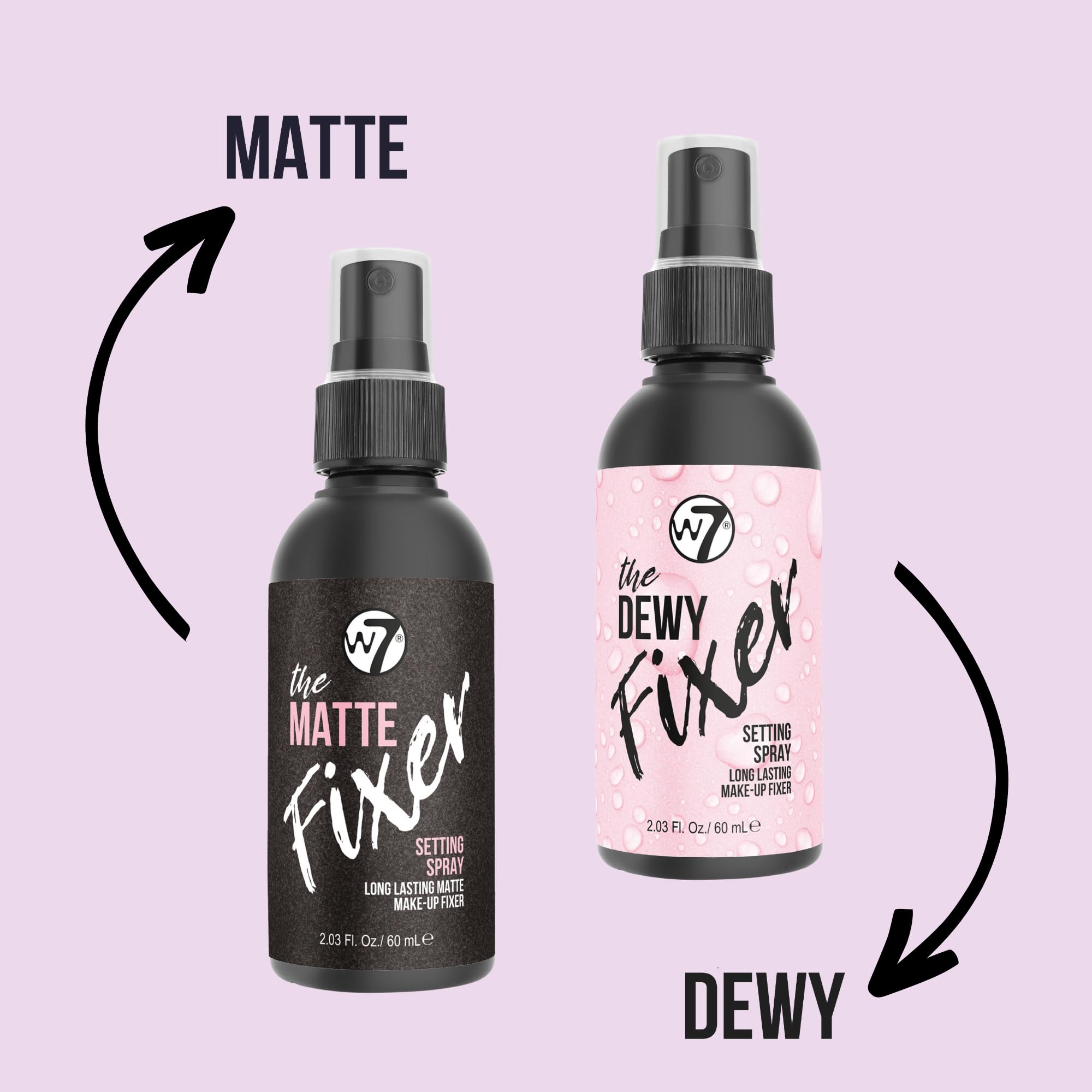 W7 The Fixer Duo - Makeup Setting Spray 2Pcs Set - Dewy & Matte Finishes For Fixing Professional Makeup Halalzen