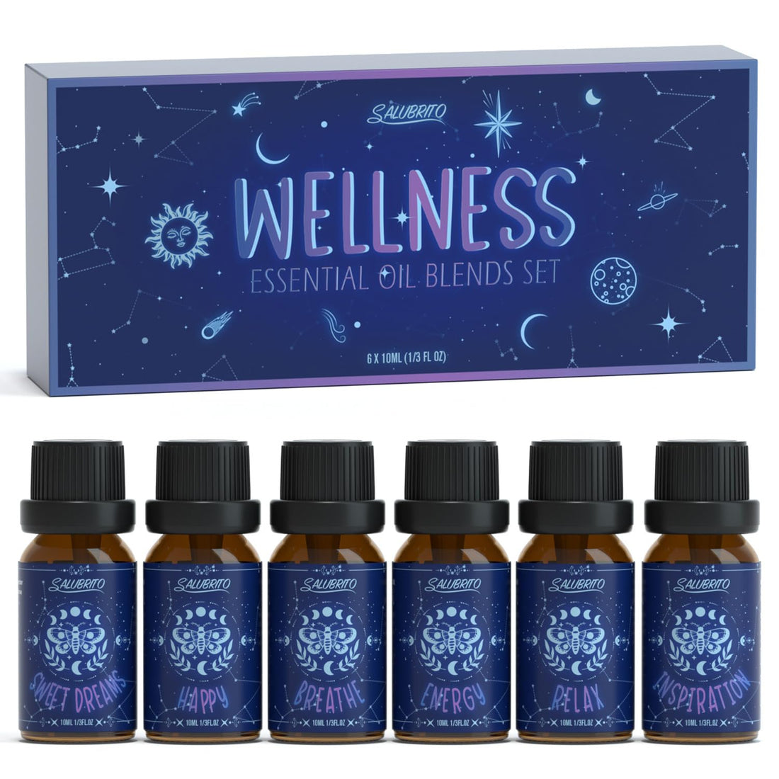 SALUBRITO Clean Essential Oils Set, Fresh Cotton, Clean Home, Fresh Linen, Soft Powder, Blossom Soap, Mint Scented Oils for for Diffuser, Candle, Soap Making