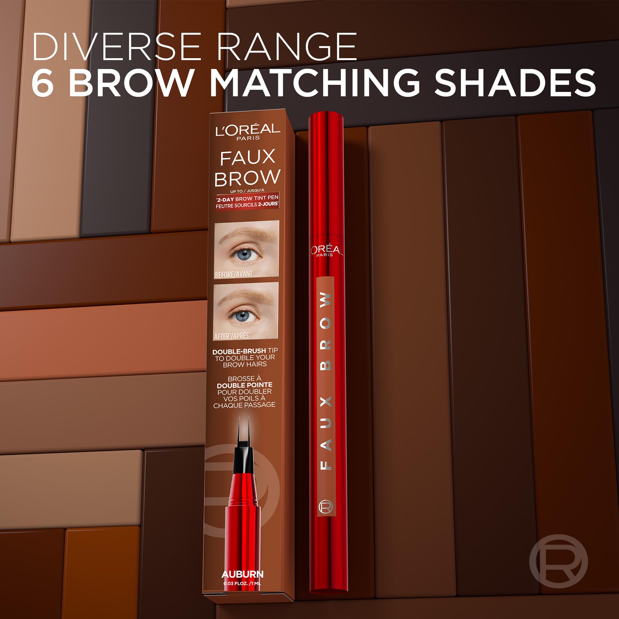 L'Oréal Paris Infallible Faux Brow, Double Brush Tip Brow Tint Pen, Natural Finish, Waterproof, Transfer and Smudge-Resistant, Shaping Brows for up to 48 hours, Shade: Light Brunette