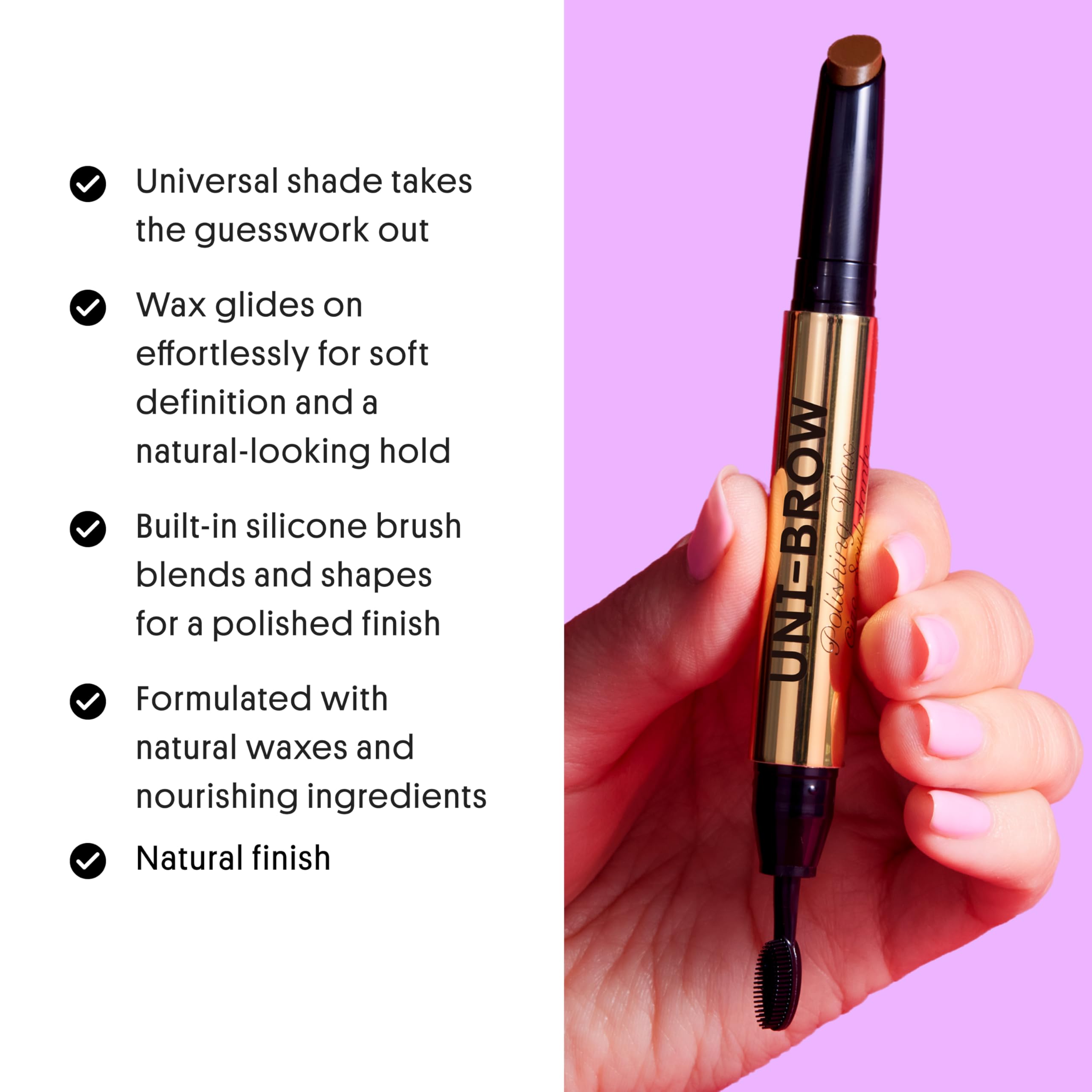 Winky Lux Uni-Brow Eyebrow Pencil, Dual-Ended with Spoolie, Waterproof Brow Definer with Ultra-Fine Tip, Universal Shade for Natural Looking Brows (Brown, Blonde, Taupe)