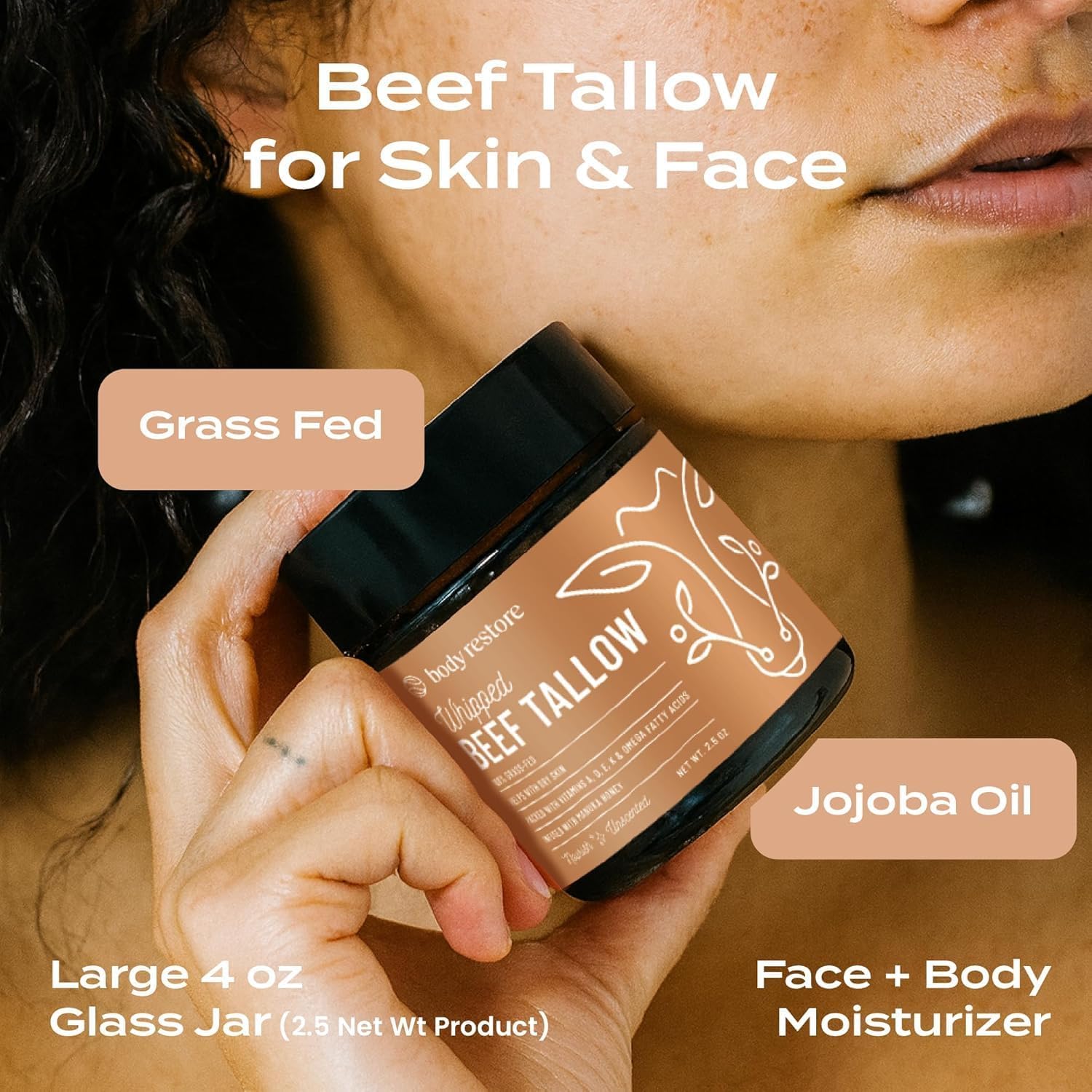 Body Restore Grass Fed Beef Tallow Lip Mask, Manuka Honey – Christmas Stocking Stuffers, White Elephant, Hydrating Moisture, Travel Essentials, Self Care, Birthday Gifts for Women, Men – Unscented Halalzen