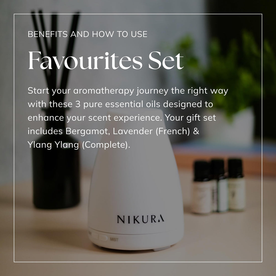 Nikura Essential Oils Blends Gift Set | Calming Essential Oils for Diffusers for Home, Sleep, Wax Melts | Relaxing Aromatherapy Oils | UK Made & Vegan