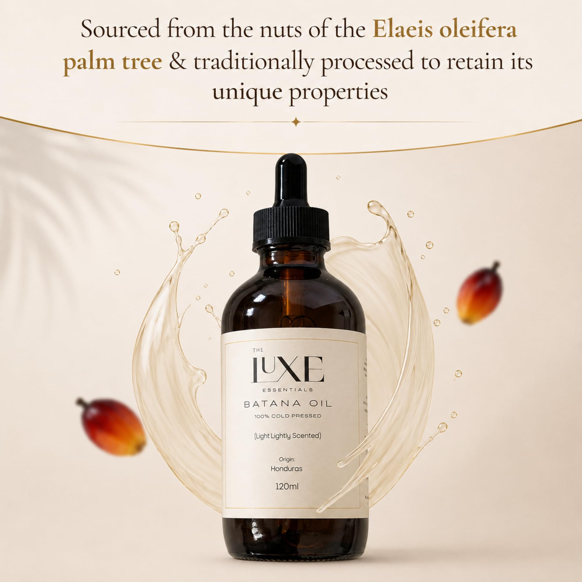 Cold Pressed Batana Oil for Hair Growth | Pure & Unrefined Natural Hair Oil, Beard & Skin Oil | Lightweight, Fast-Absorbing Moisturiser | Raw, Organic & Ethically Sourced (60 ML, Light Scented)