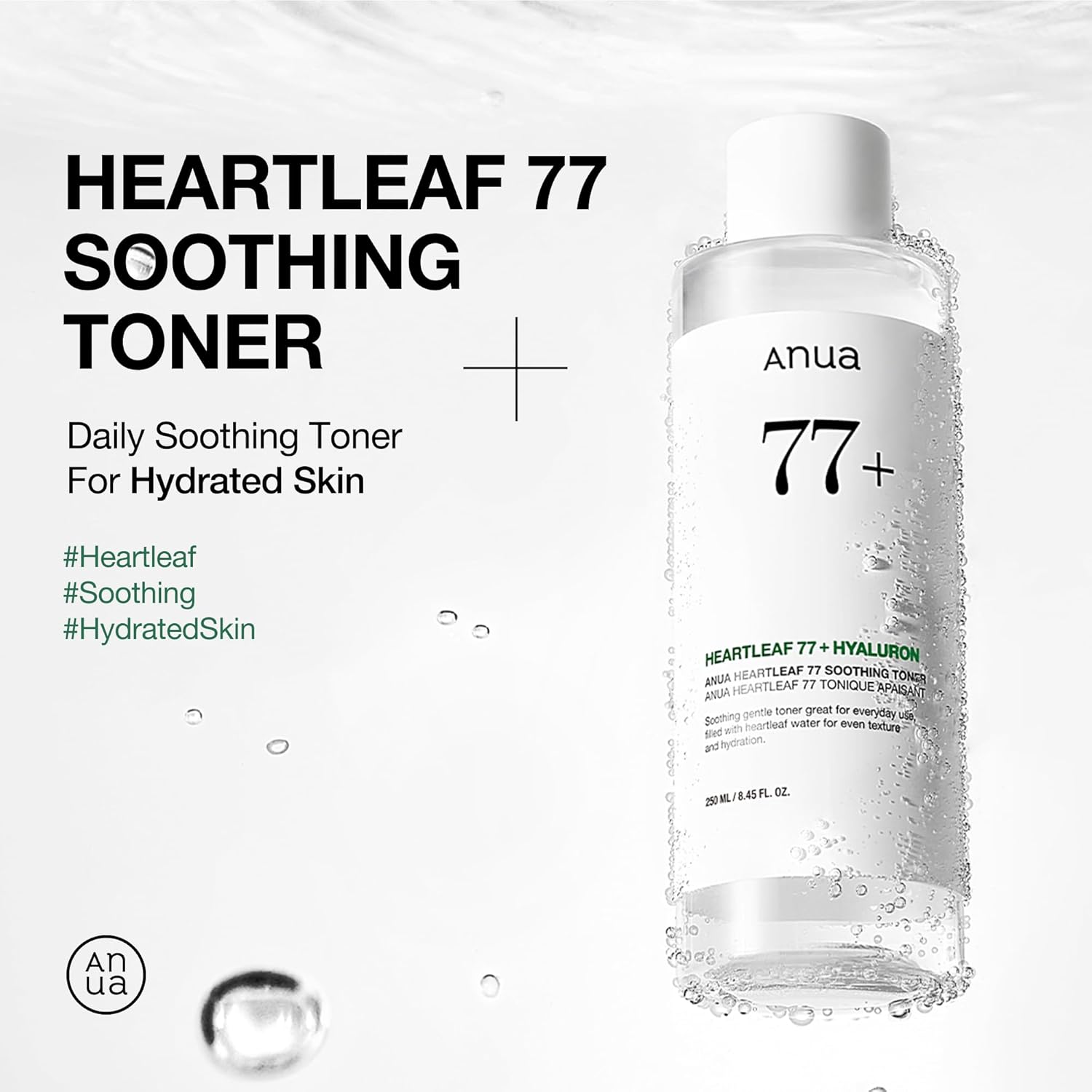 Anua Heartleaf 77 Soothing Toner, Moisturizing & Calming Facial Toner for Glass Skin, Hyaluronic Acid, Lightweight Hydration for Sensitive Skin, Redness Relief, Korean Skin Care, 8.45 fl.oz
