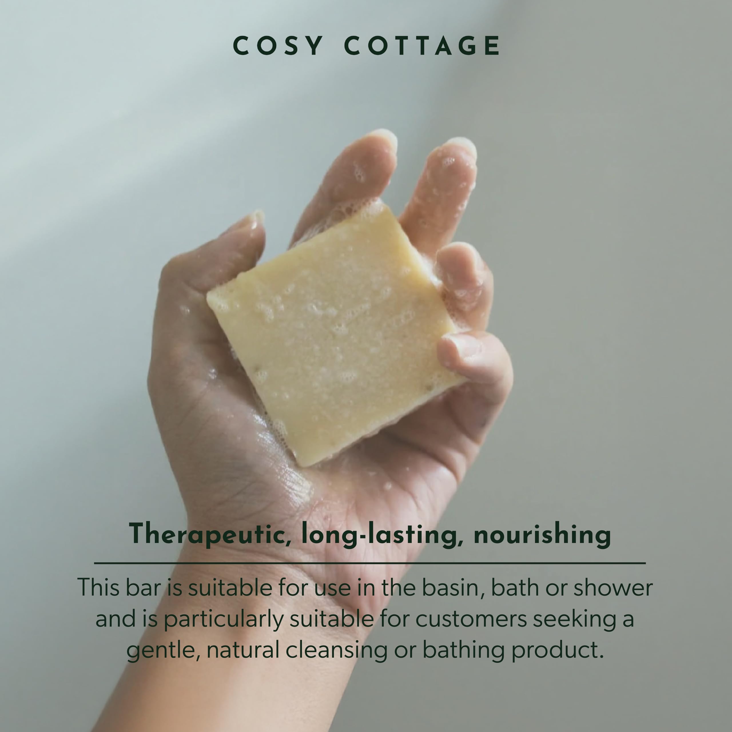 Cosy Cottage Therapeutic Hempseed & Patchouli Oil Soap Bar – 110g | Handmade, Natural & Moisturising Cleanser | Plastic Free, Palm Oil Free, SLS Free | Shower & Bath Soap | Gift for Women Halalzen