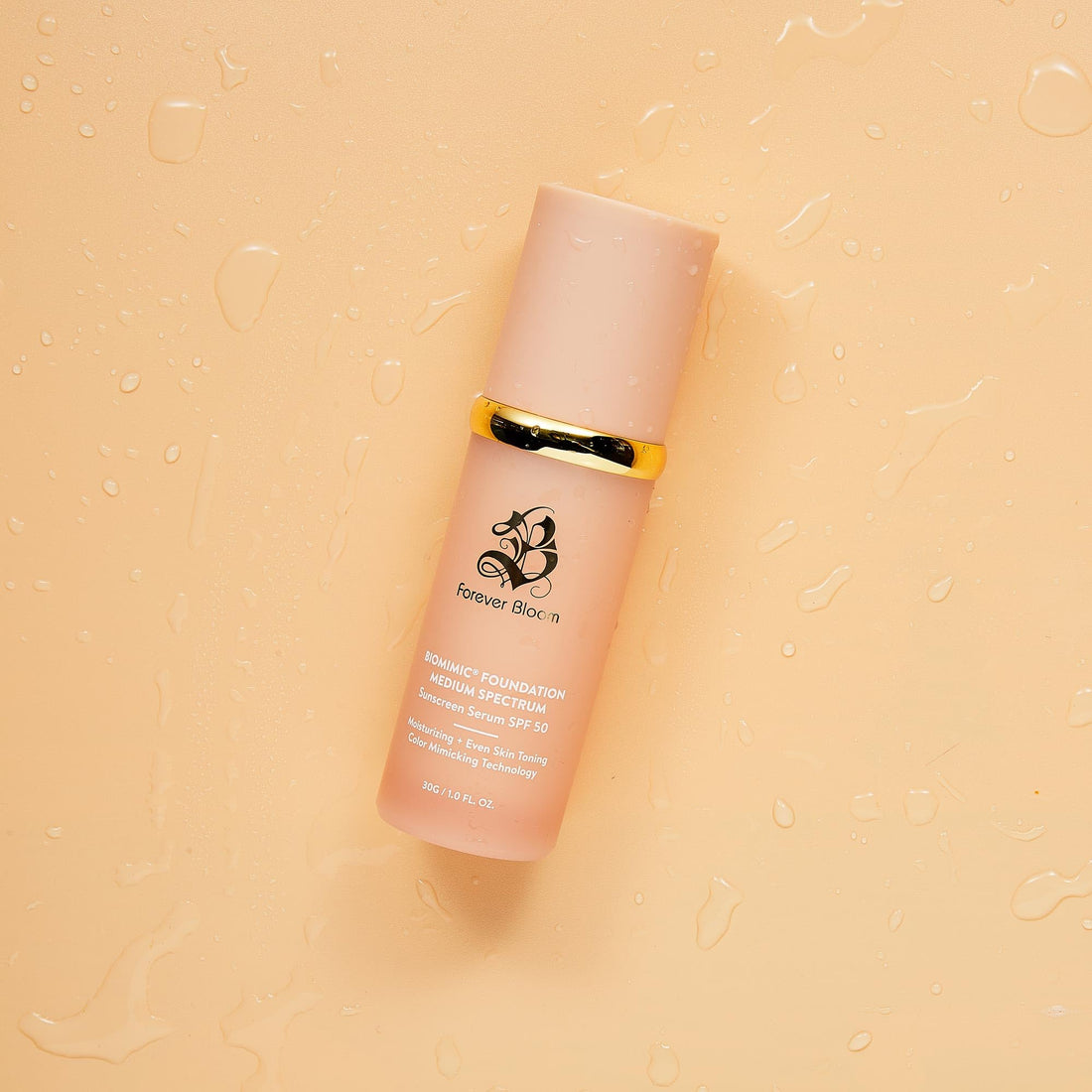 Bio Mimic Foundation Medium Spectrum by Forever Bloom; Protecting from Sun with SPF50; Foundation for Gym, Sports, Dancing Makeup for Mature & Sensitive Skin, Natural Finish Made in USA